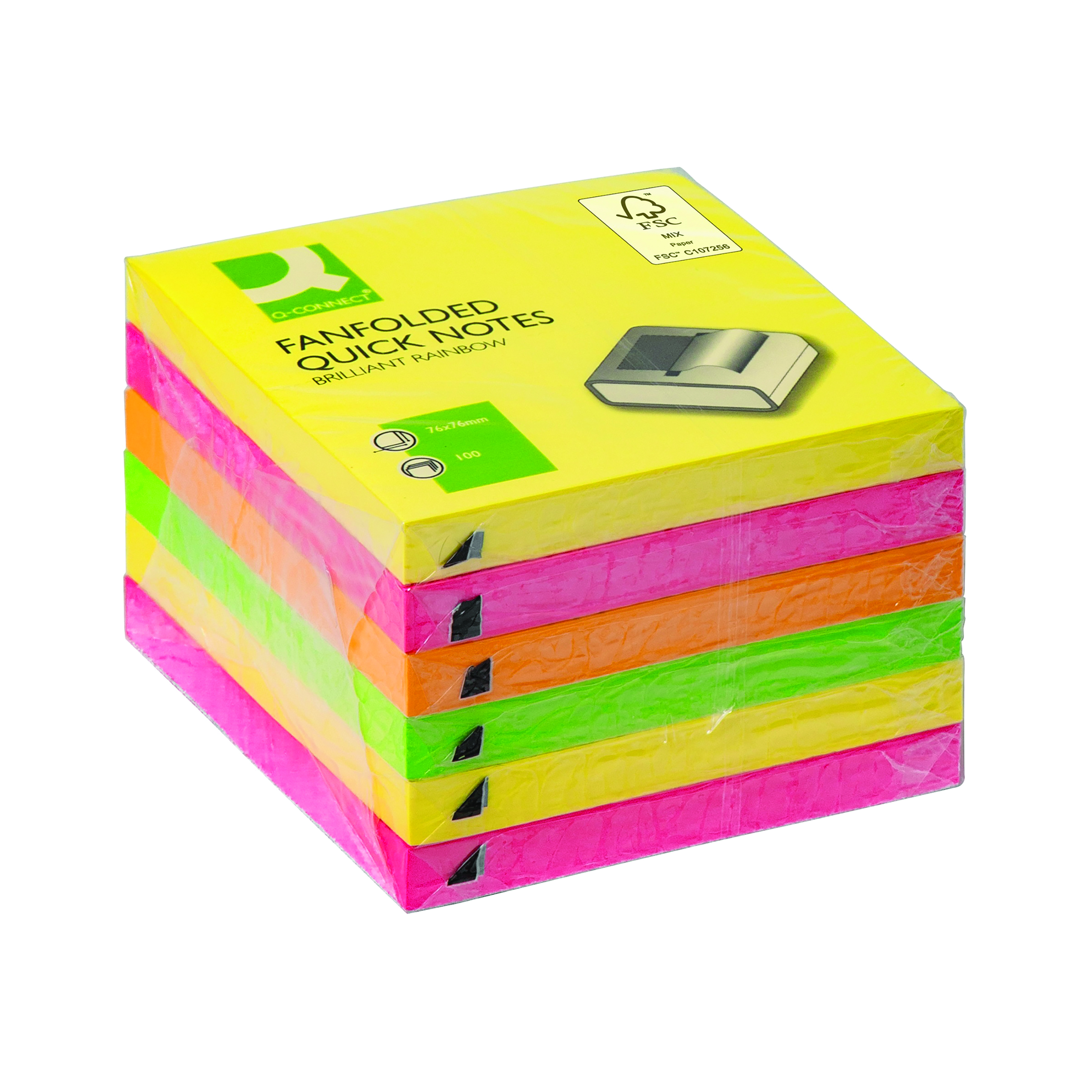 Q-Connect+Fanfold+Notes+Assorted+%28Pack+of+6%29+48201030