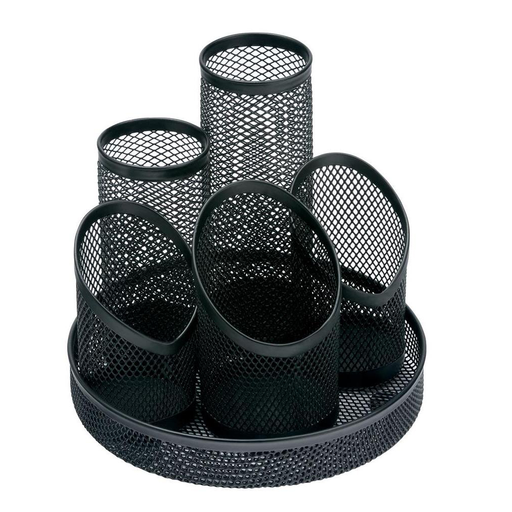 5+Star+Office+Desk+Tidy+Wire+Mesh+Scratch+Resistant+Non-Marking+Base+5+Compartment+Black