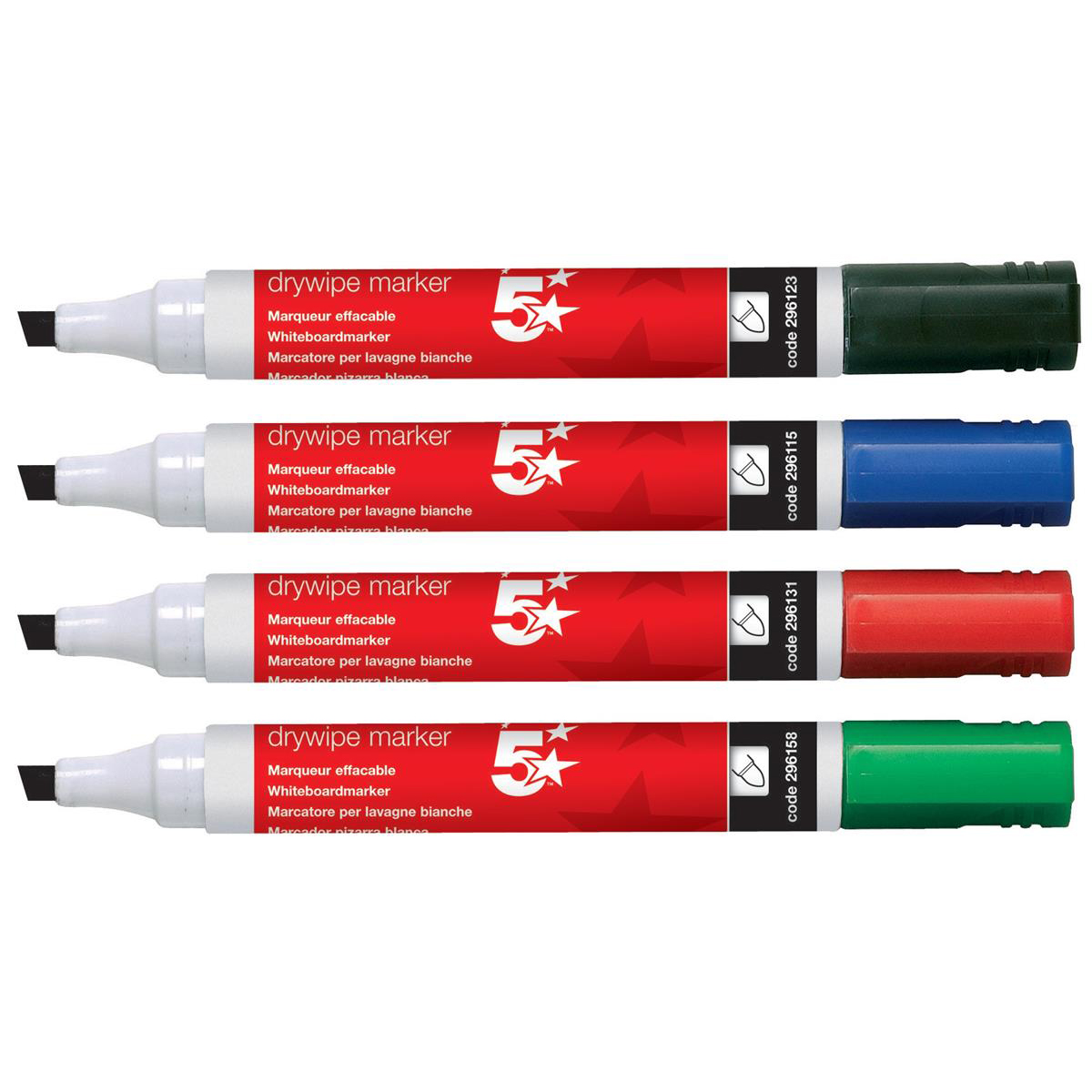 5+Star+Office+Drywipe+Marker+Xylene%2FToluene-free+Chisel+Tip+2-5mm+Line+Wallet+Assorted+%28Pack+of+6%29