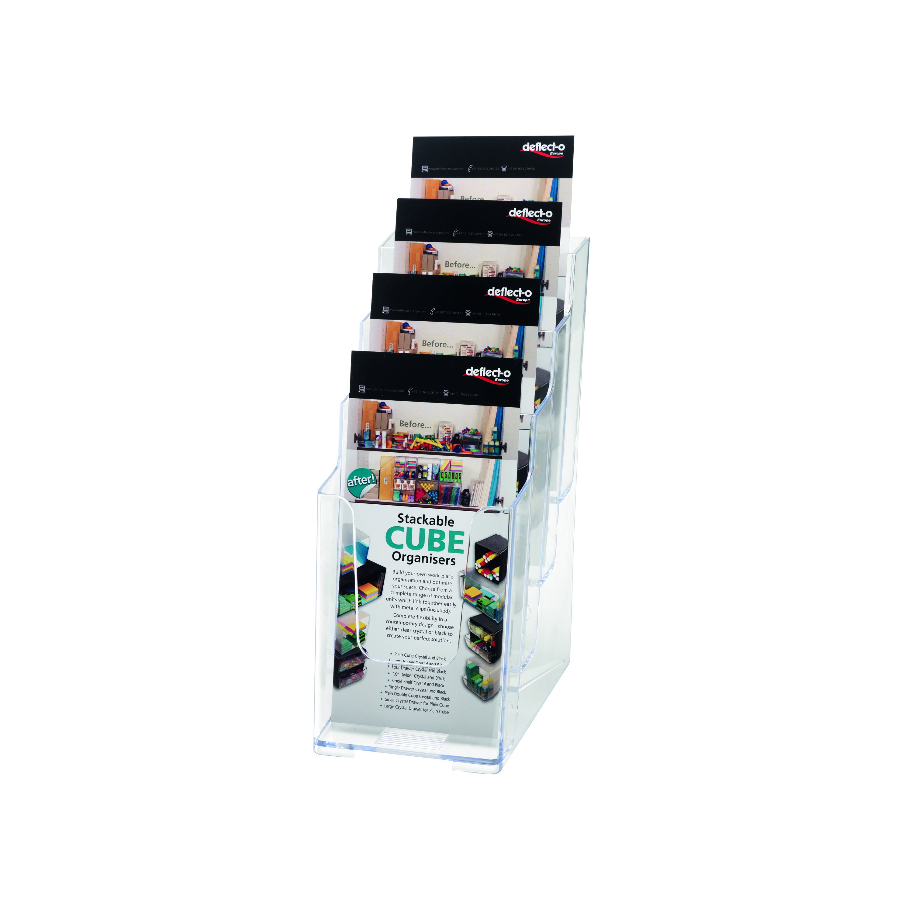 Deflecto+4+Tier+Literature+Holder+1%2F3+A4+DE777YTCRY