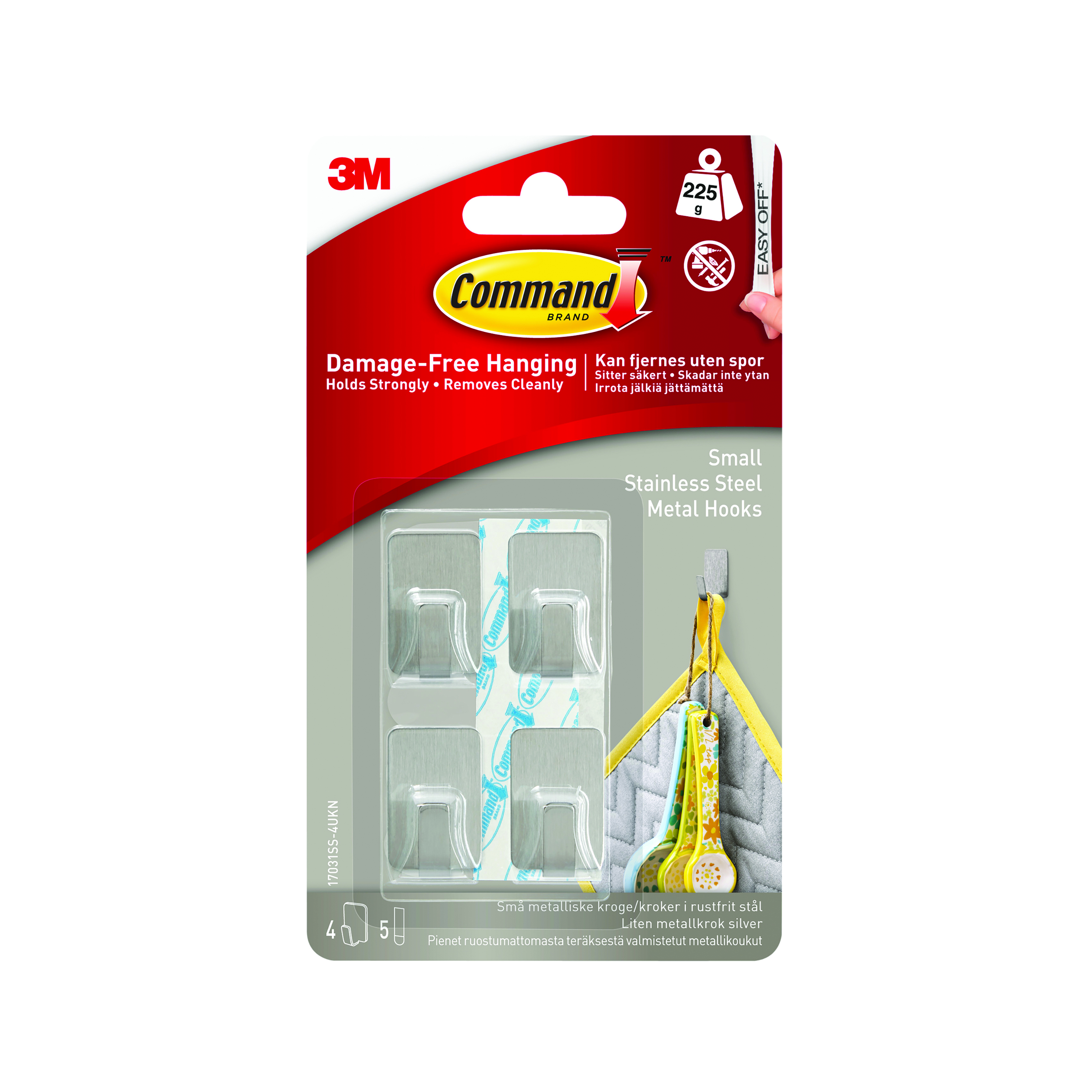 Command+Small+Stainless+Steel+Metal+Hooks+%28Pack+of+4%29+7100191582