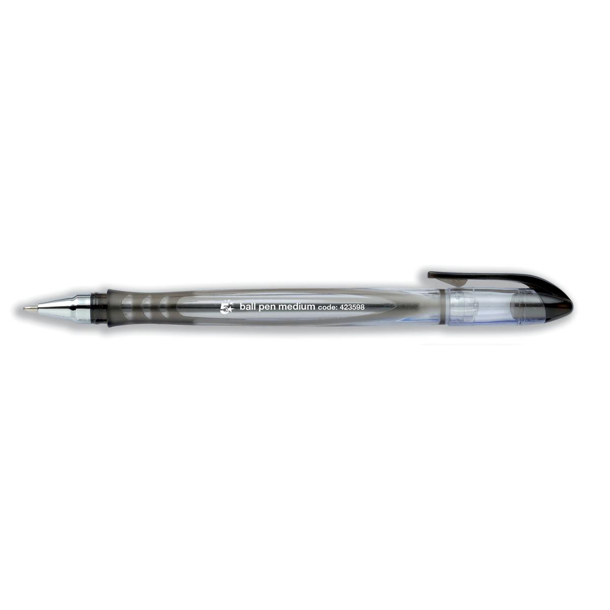 5+Star+Office+Grip+Ball+Pen+Medium+1.0mm+Tip+0.4mm+Line+Black+%28Pack+of+20%29