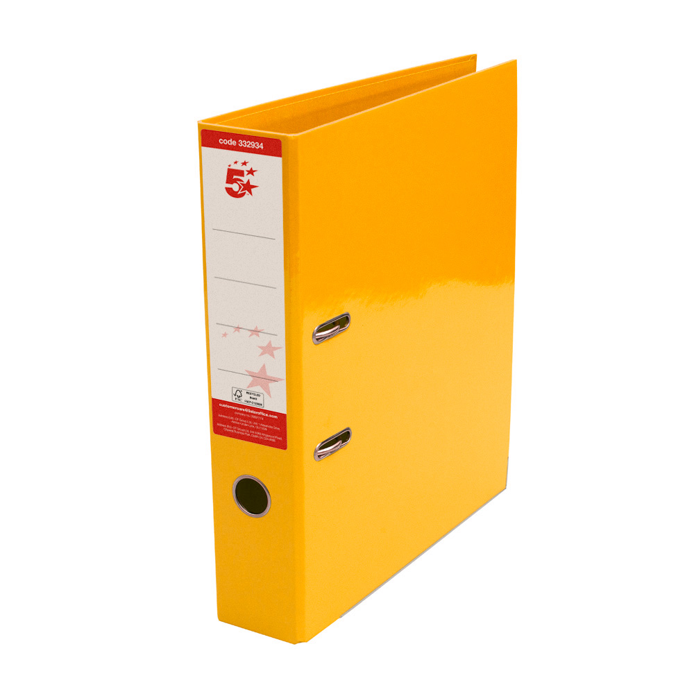 5+Star+Office+Lever+Arch+File+Foolscap+Yellow+%28Pack+of+10%29