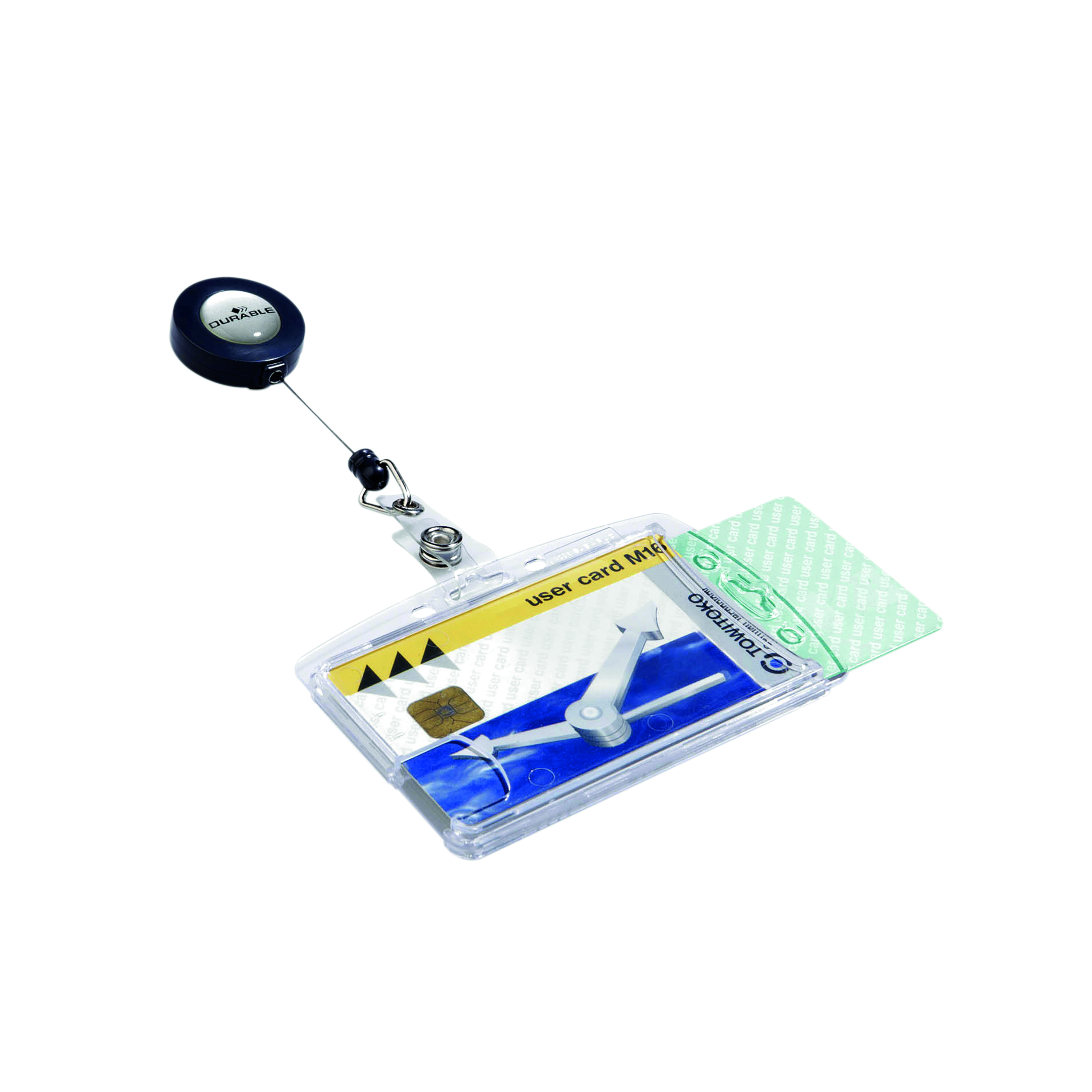Durable+Dual+Security+Pass+Holder+with+Badge+Reel+Clear+%28Pack+of+10%29+8224%2F19