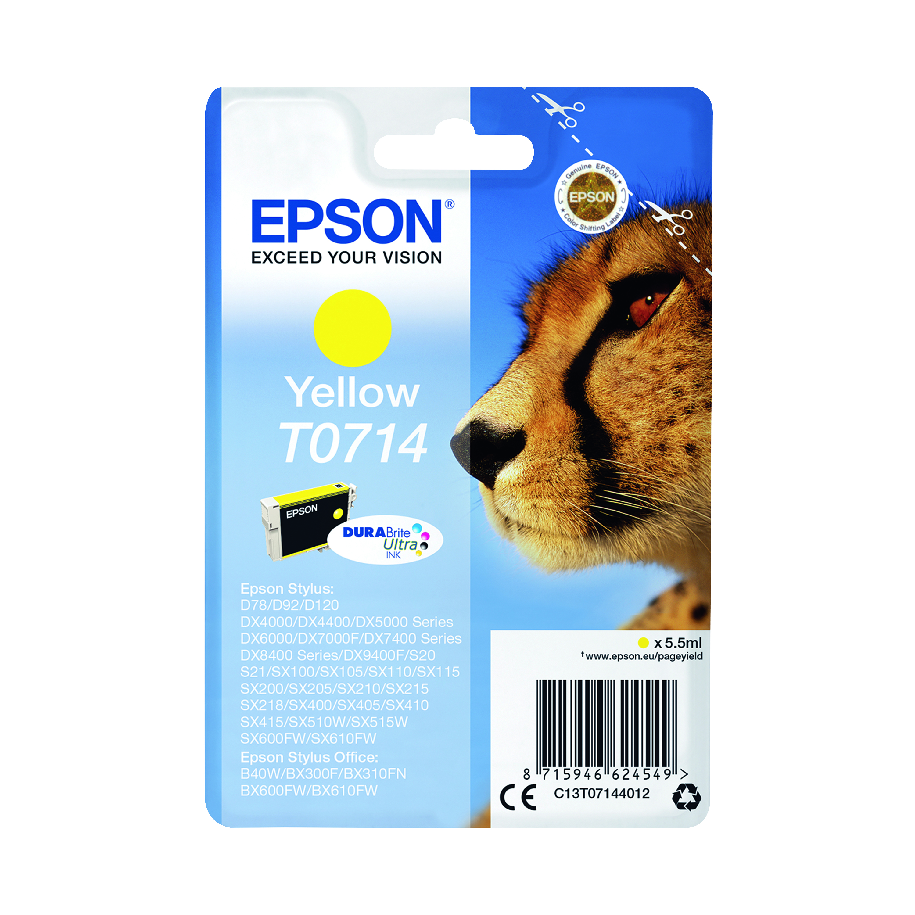Epson+T0714+Cheetah+DURABrite+Ultra+Ink+Cartridge+Yellow+C13T07144012