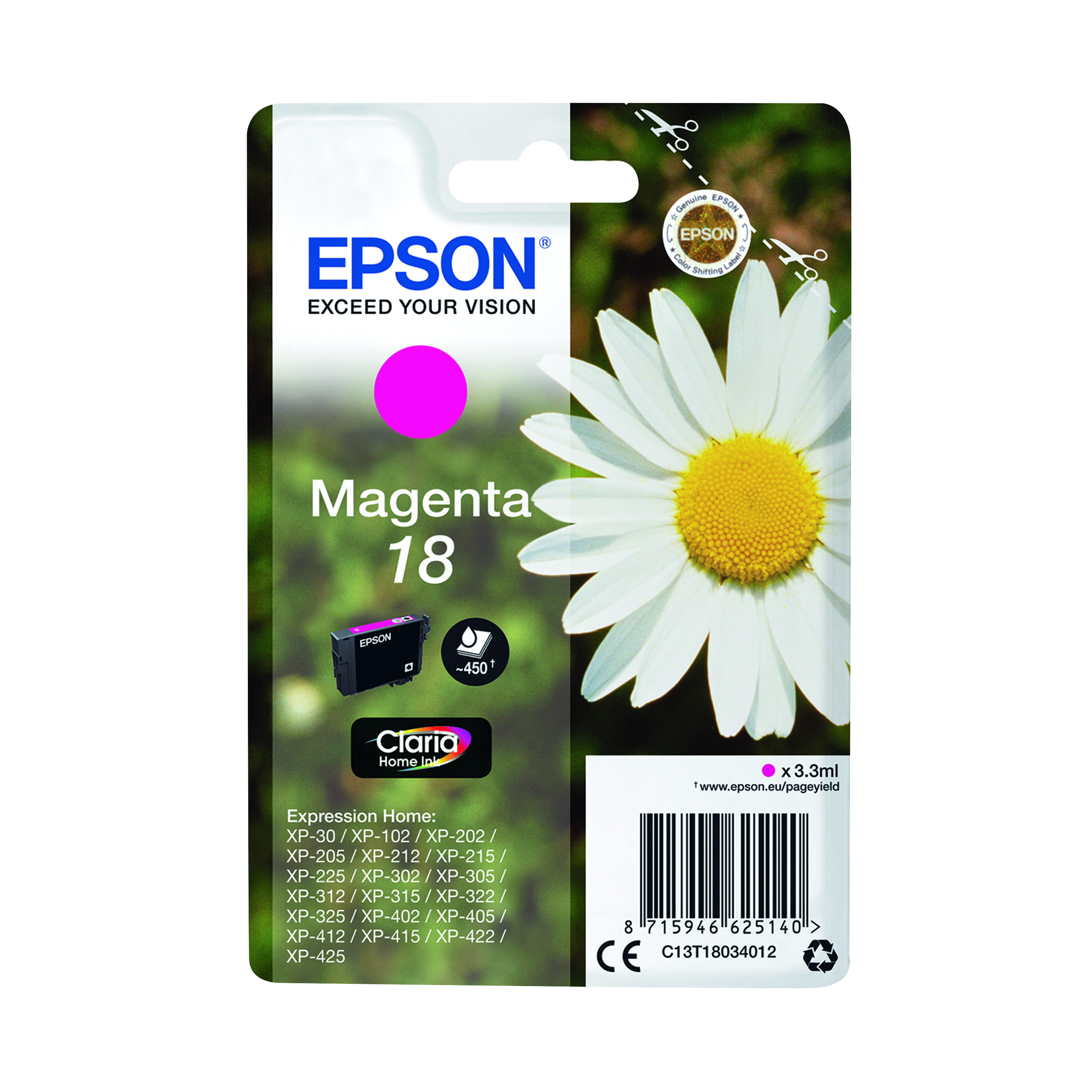 Epson+18+Daisy+Claria+Home+Ink+Cartridge+Magenta+C13T18034012
