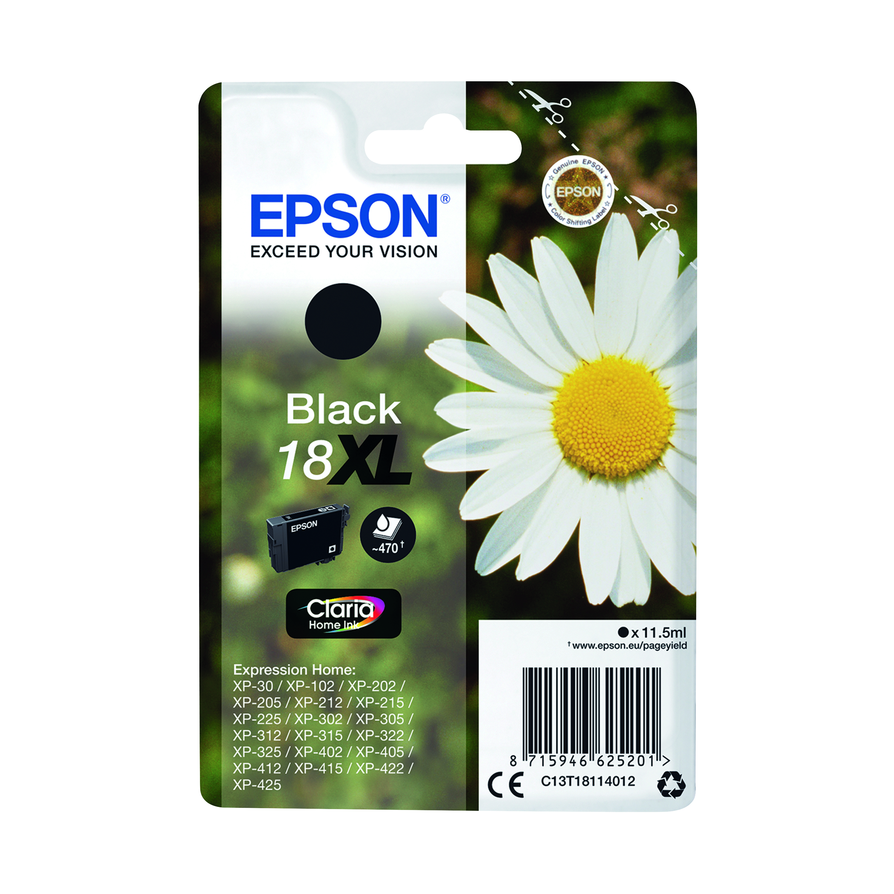 Epson+18XL+Daisy+Claria+Home+Ink+Cartridge+High+Yield+Black+C13T18114012