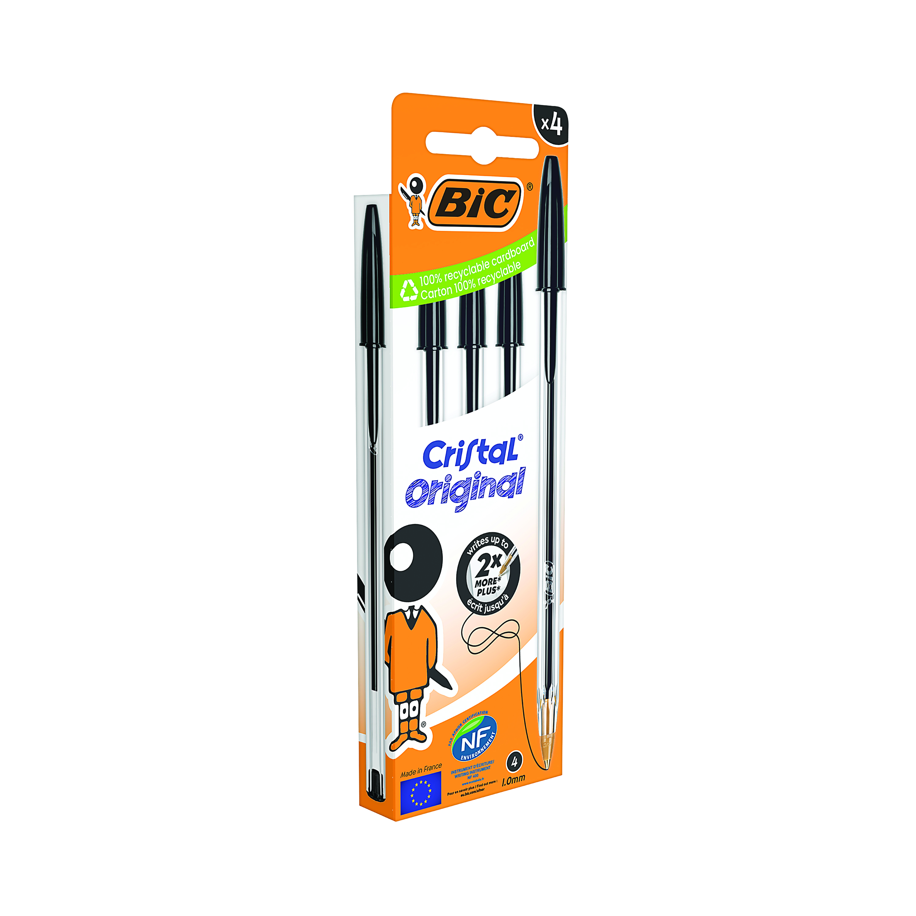 Bic+Cristal+Ballpoint+Pen+Medium+Black+%28Pack+of+4%29+516335