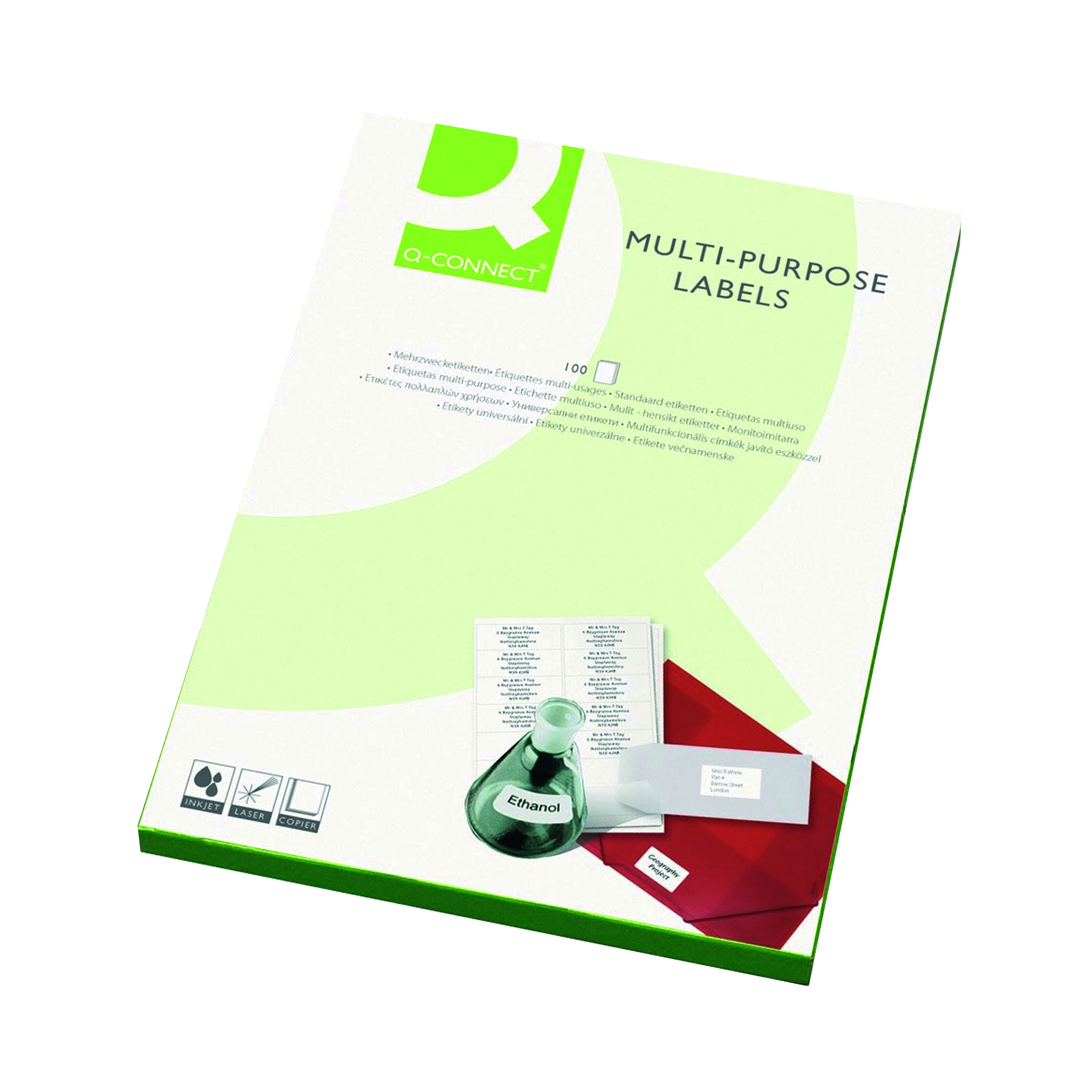 Q-Connect+Multipurpose+Labels+63.5x46.5mm+18+Per+Sheet+White+%281800+Pack%29+KF26052