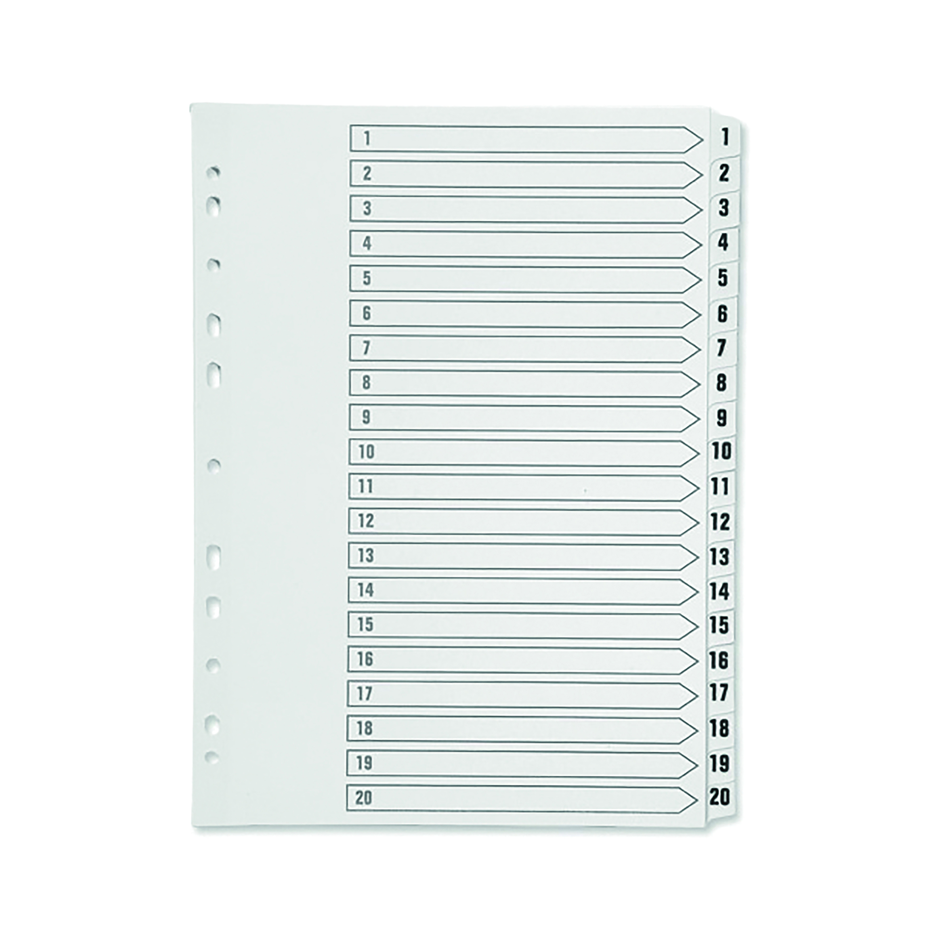 Q-Connect+1-20+Index+Multi-Punched+Reinforced+Board+Clear+Tab+A4+White+KF01531