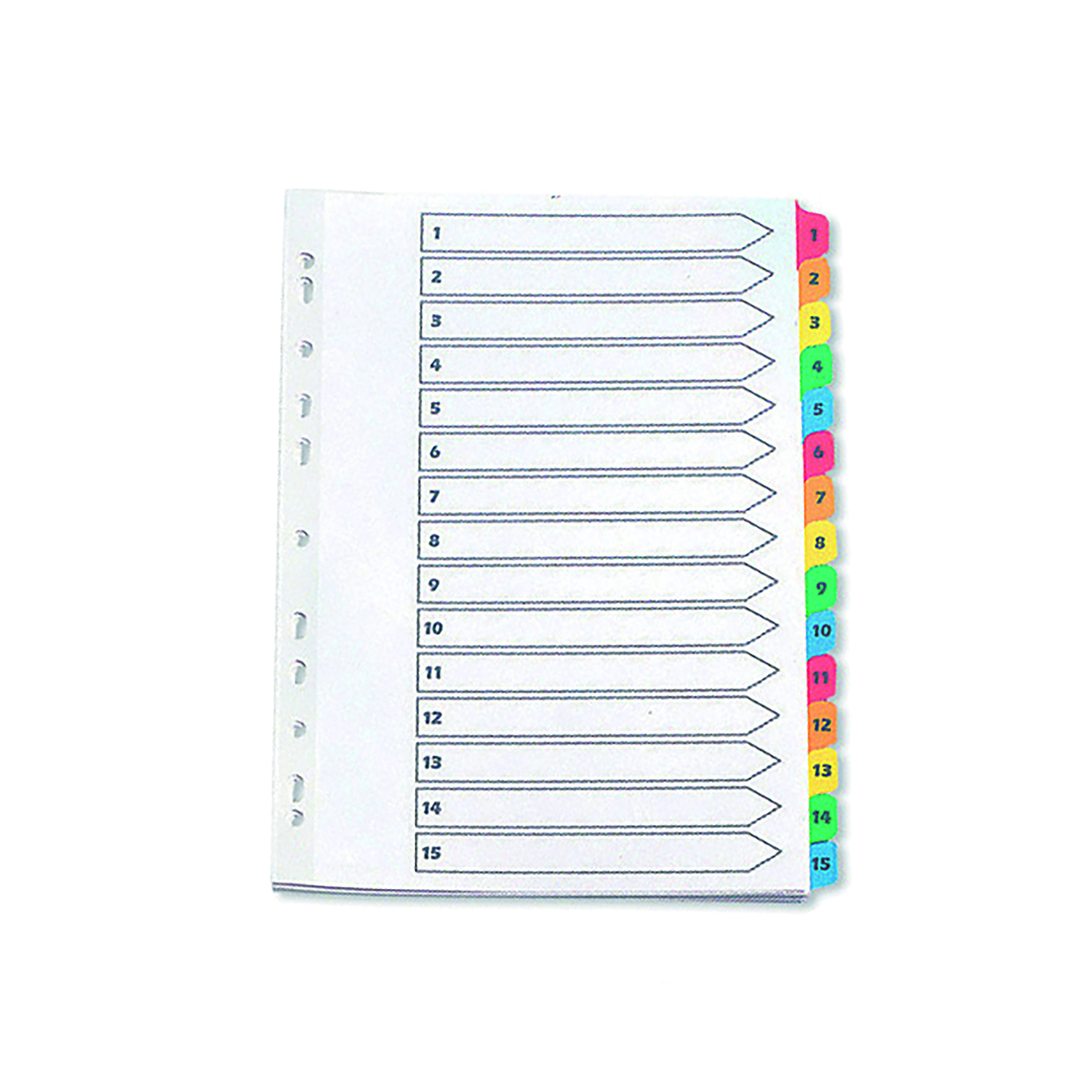 Q-Connect+1-15+Index+Multi-punched+Reinforced+Board+Multi-Colour+Numbered+Tabs+A4+White+KF01520