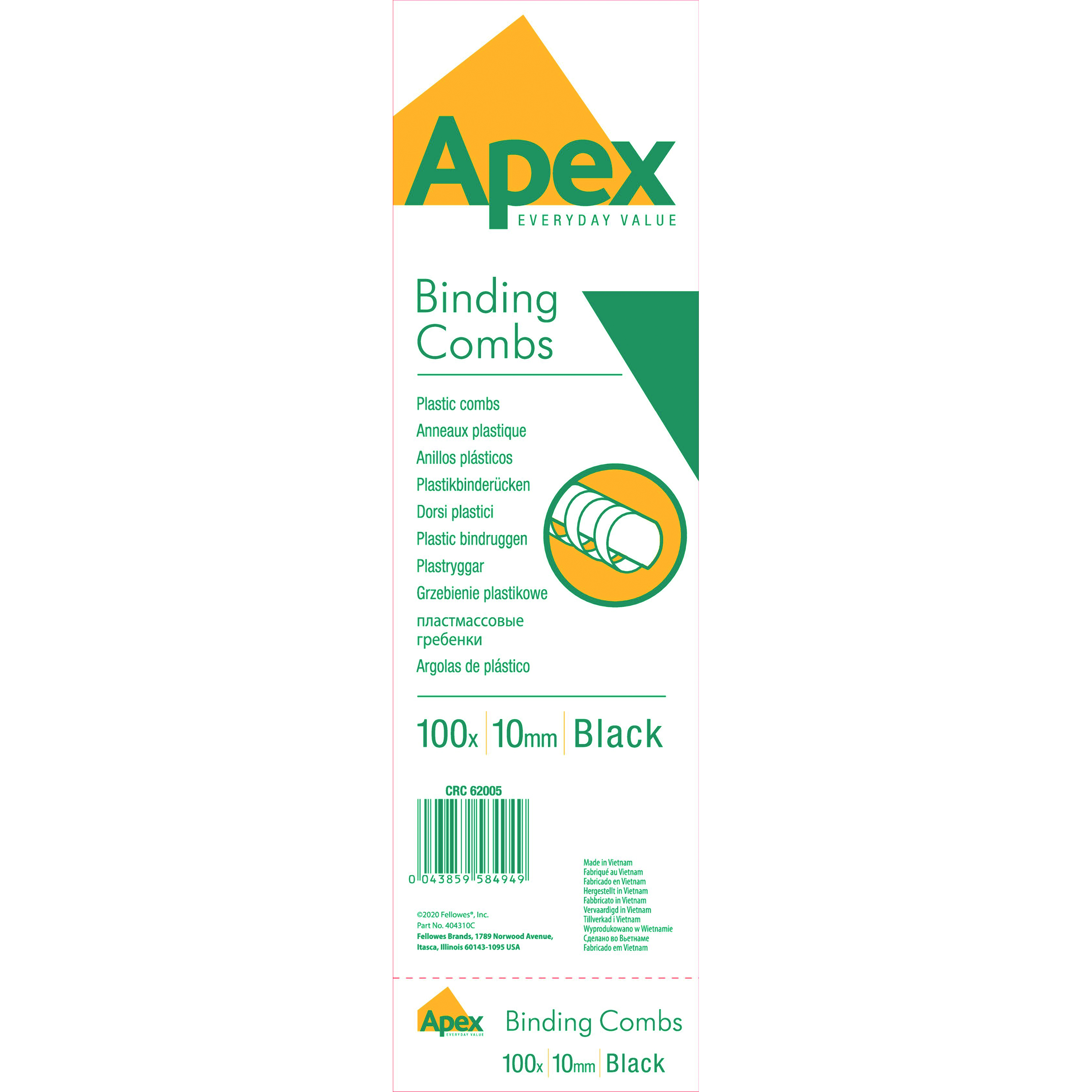 Fellowes+Apex+Plastic+Binding+Combs+10mm+Black+%28Pack+of+100%29+6200501