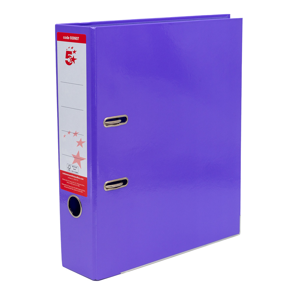 5+Star+Office+Lever+Arch+File+A4+Purple+%28Pack+of+10%29