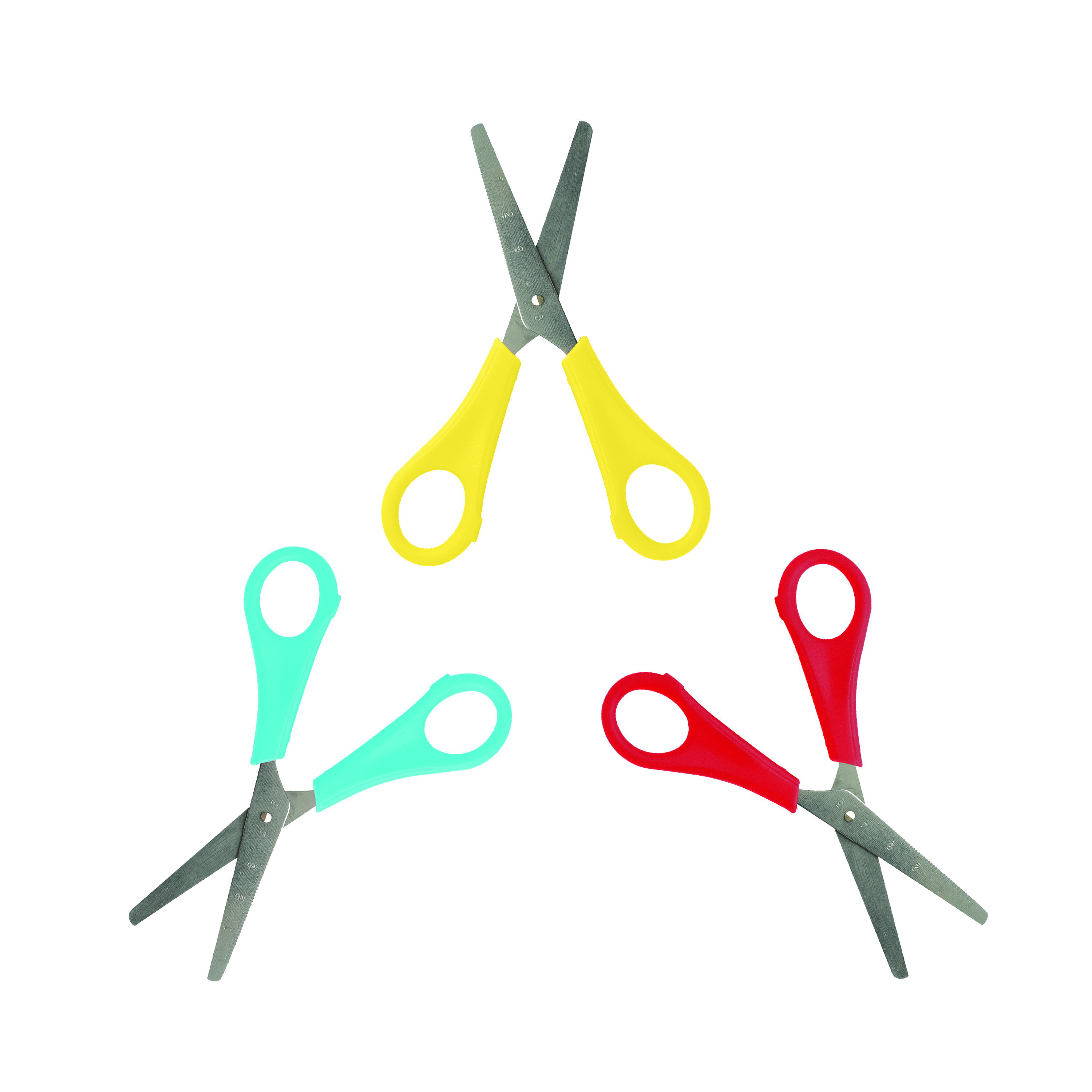 5+Star+Office+School+Scissors+Plastic+Handles+Stainless+Steel+Blades+130mm+Assorted+%28Pack+of+30%29