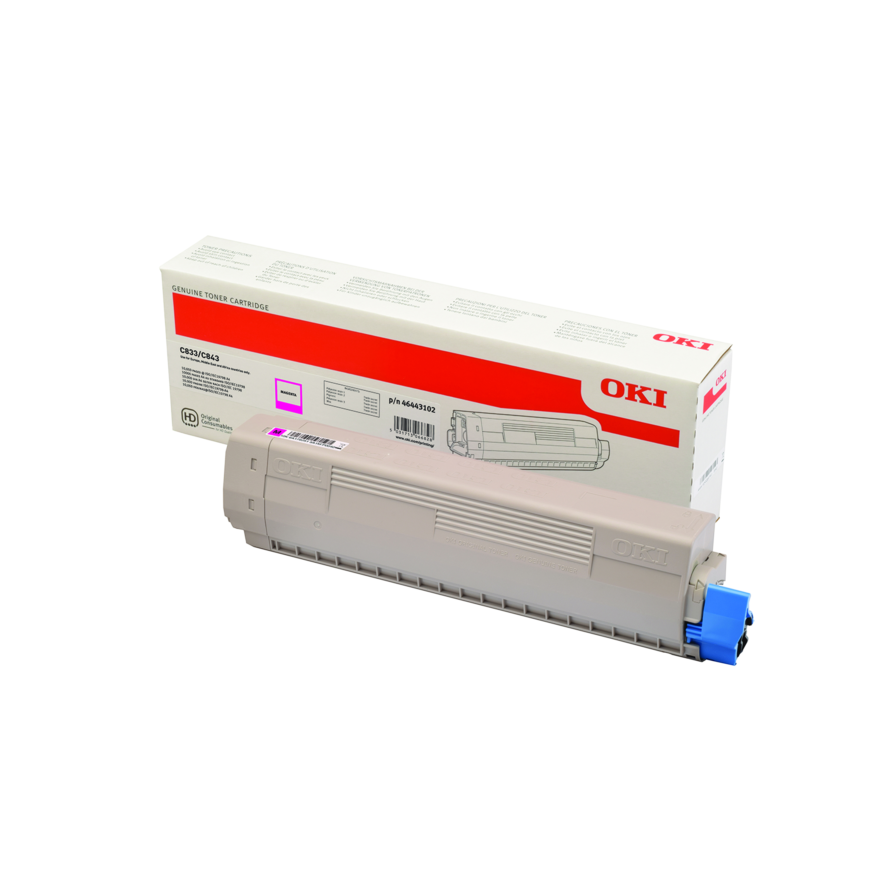 Oki+C833+10K+Toner+Cartridge+High+Yield+Magenta+46443102