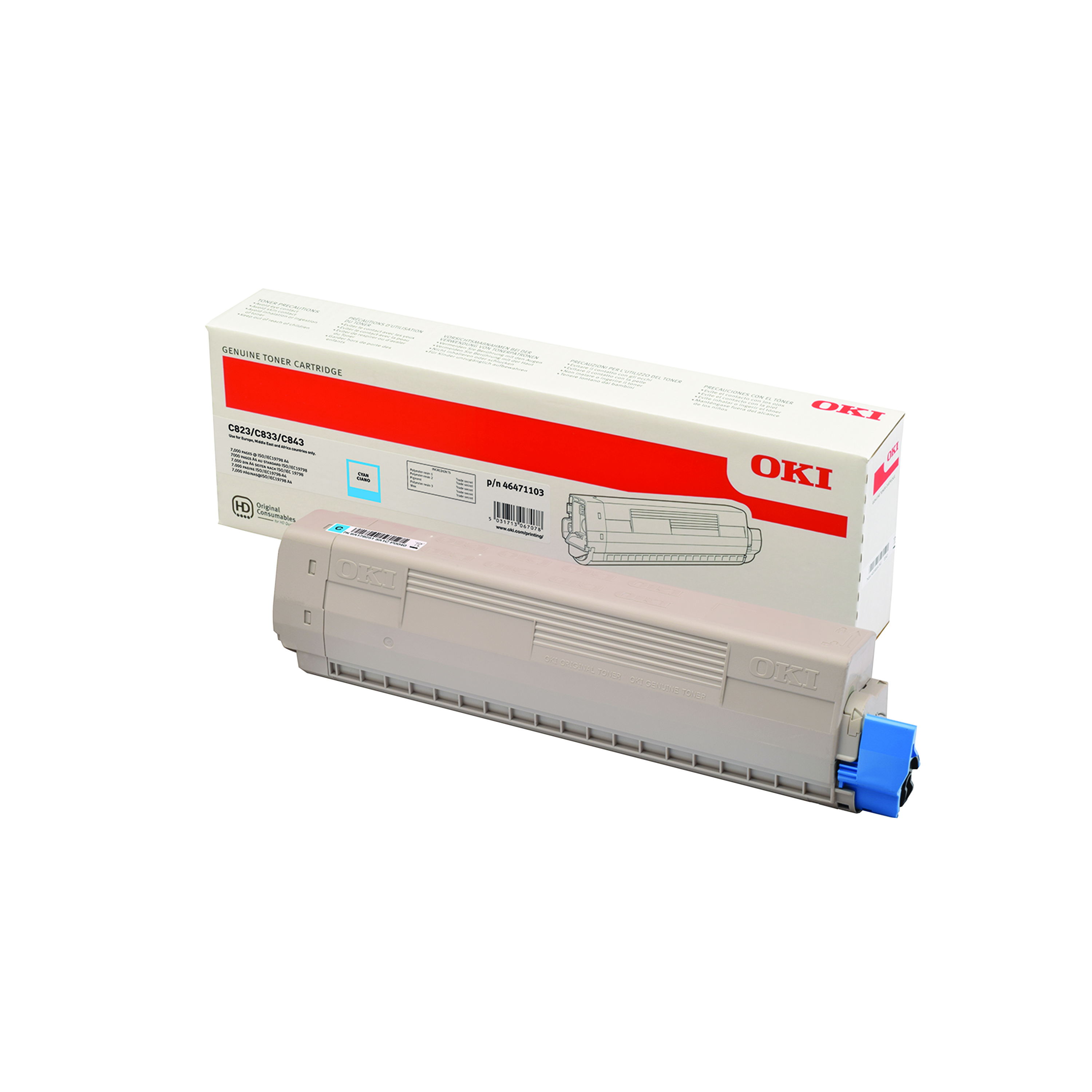 Oki+C823+7K+Toner+Cartridge+Cyan+46471103
