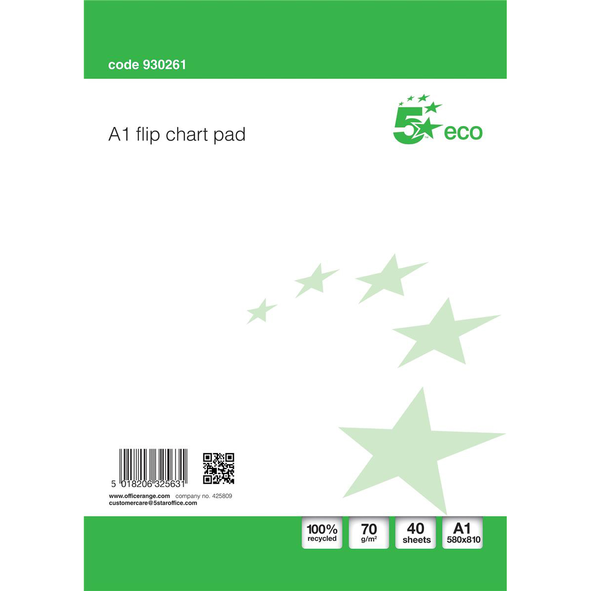 5+Star+Eco+Recycled+Flipchart+Pad+Perforated+40+Sheets+A1+Green%2FWhite+%28Pack+of+5%29