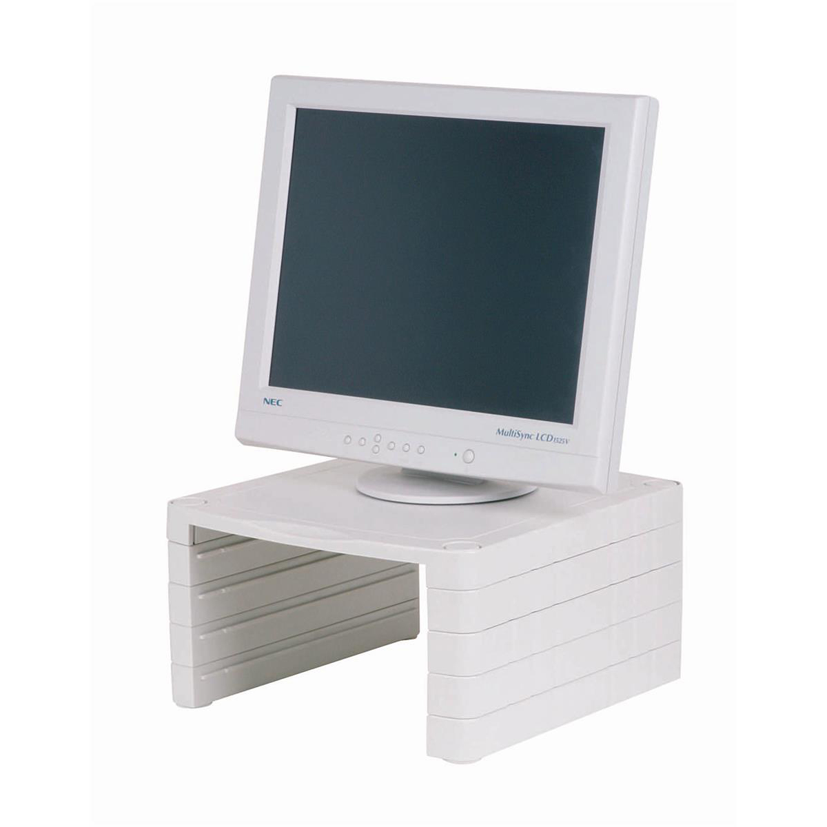 5+Star+Office+Essentials+Monitor+Stand+for+15+Inch+Monitors+Adjustable+Height+18kg+Light+Grey