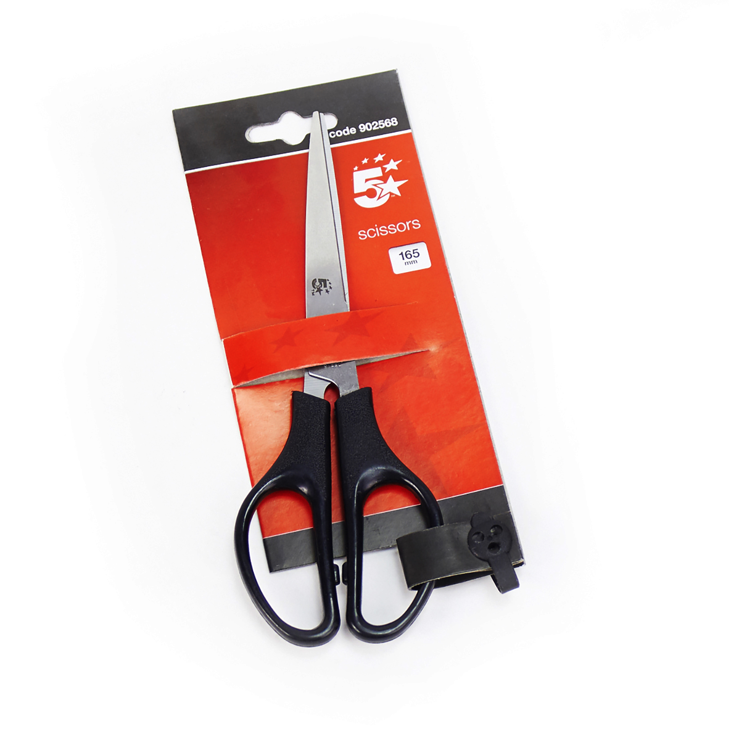 5+Star+Office+Scissors+165mm+Stainless+Steel+Blades+PP+Handles+Black
