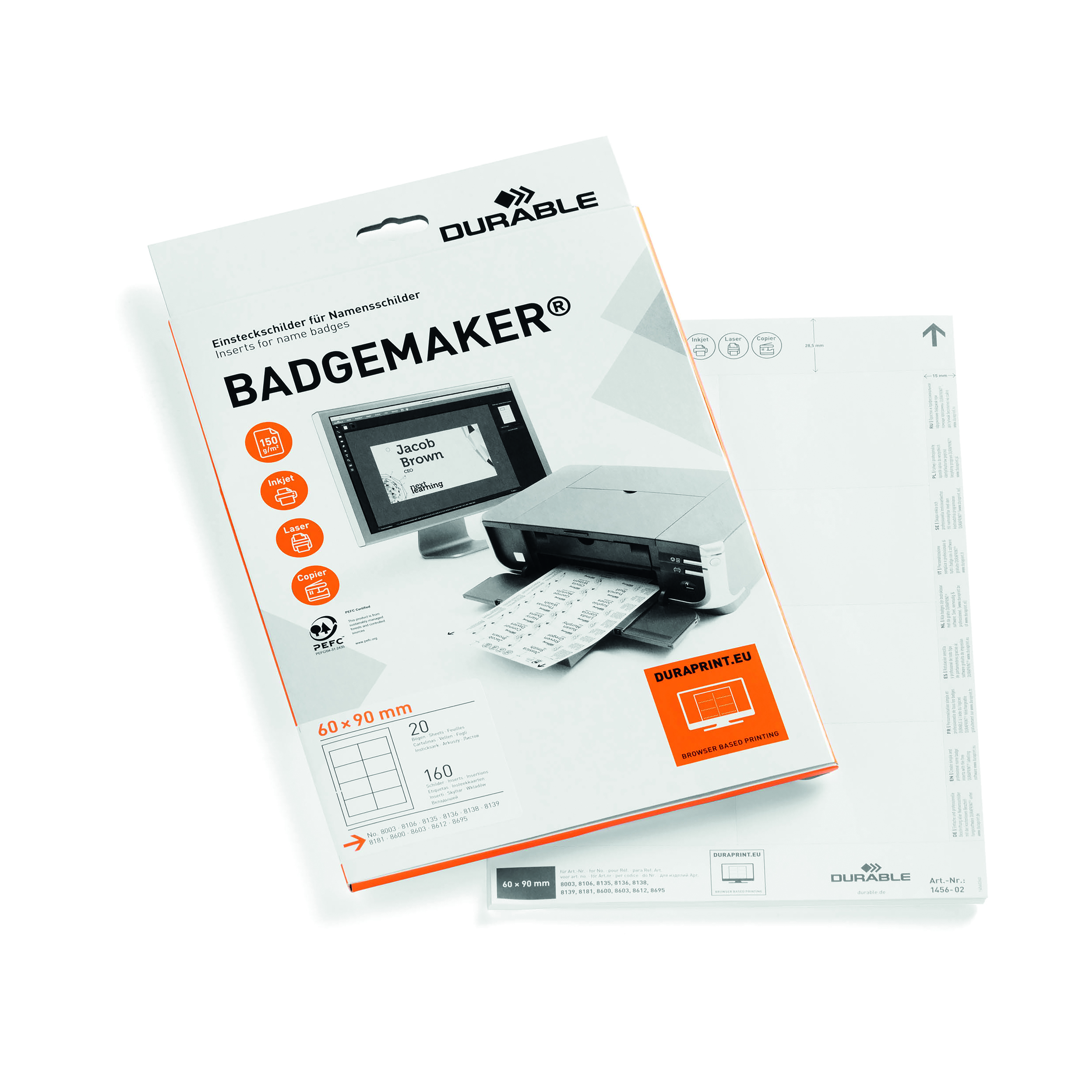 Durable+Badgemaker+Insert+Sheets+60x90mm+%28Pack+of+160%29+1456%2F02