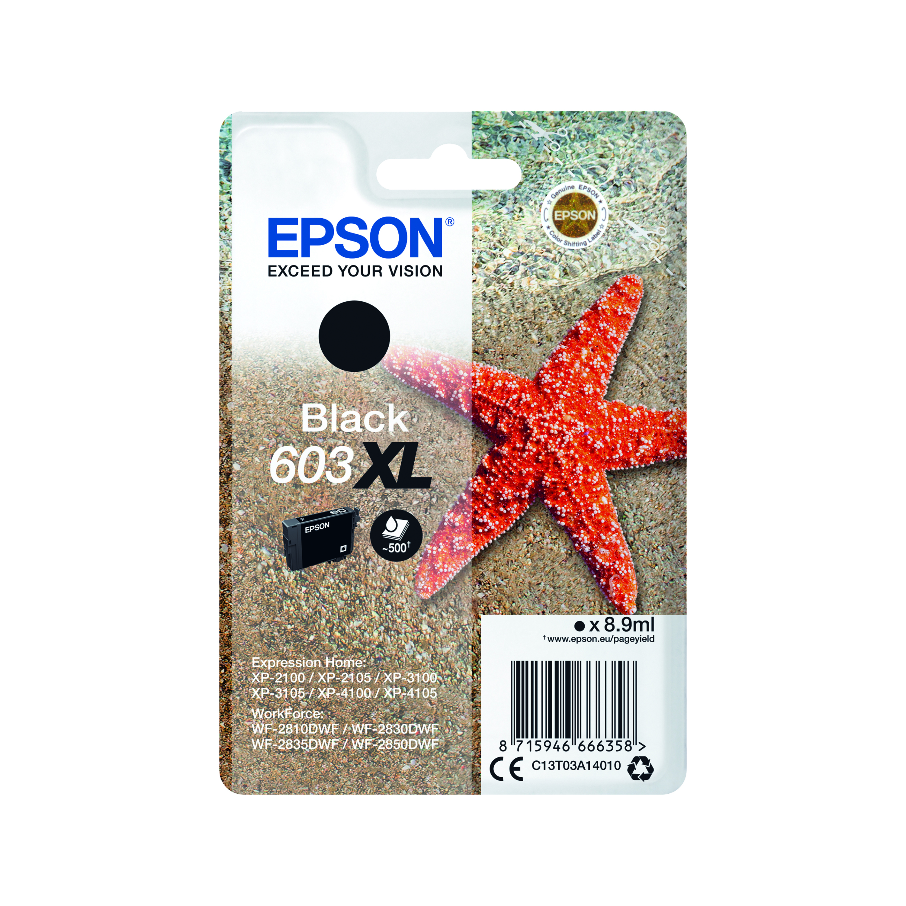 Epson+603XL+Starfish+Ink+Cartridge+High+Yield+Black+C13T03A14010