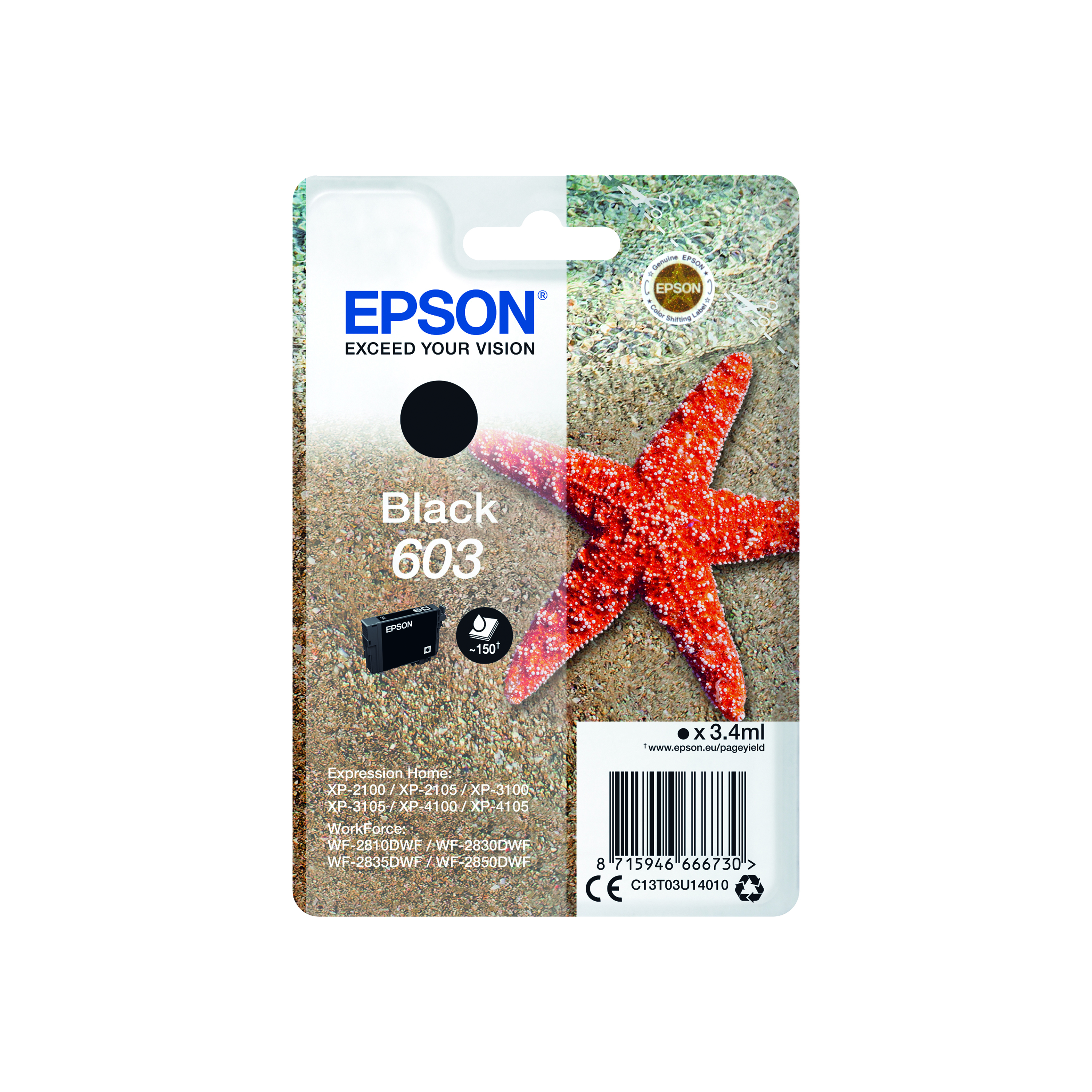 Epson+603+Starfish+Ink+Cartridge+Black+C13T03U14010