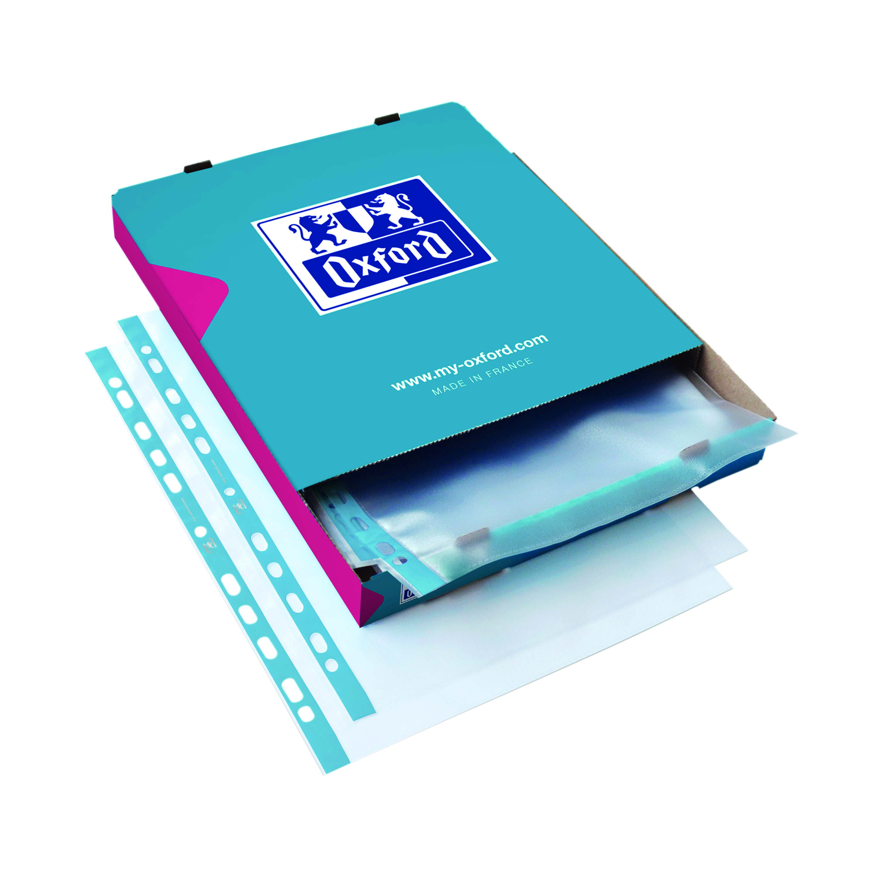 Oxford+Punched+Pocket+75micron+A4+Blue%2FClear+%28100+Pack%29+400002150