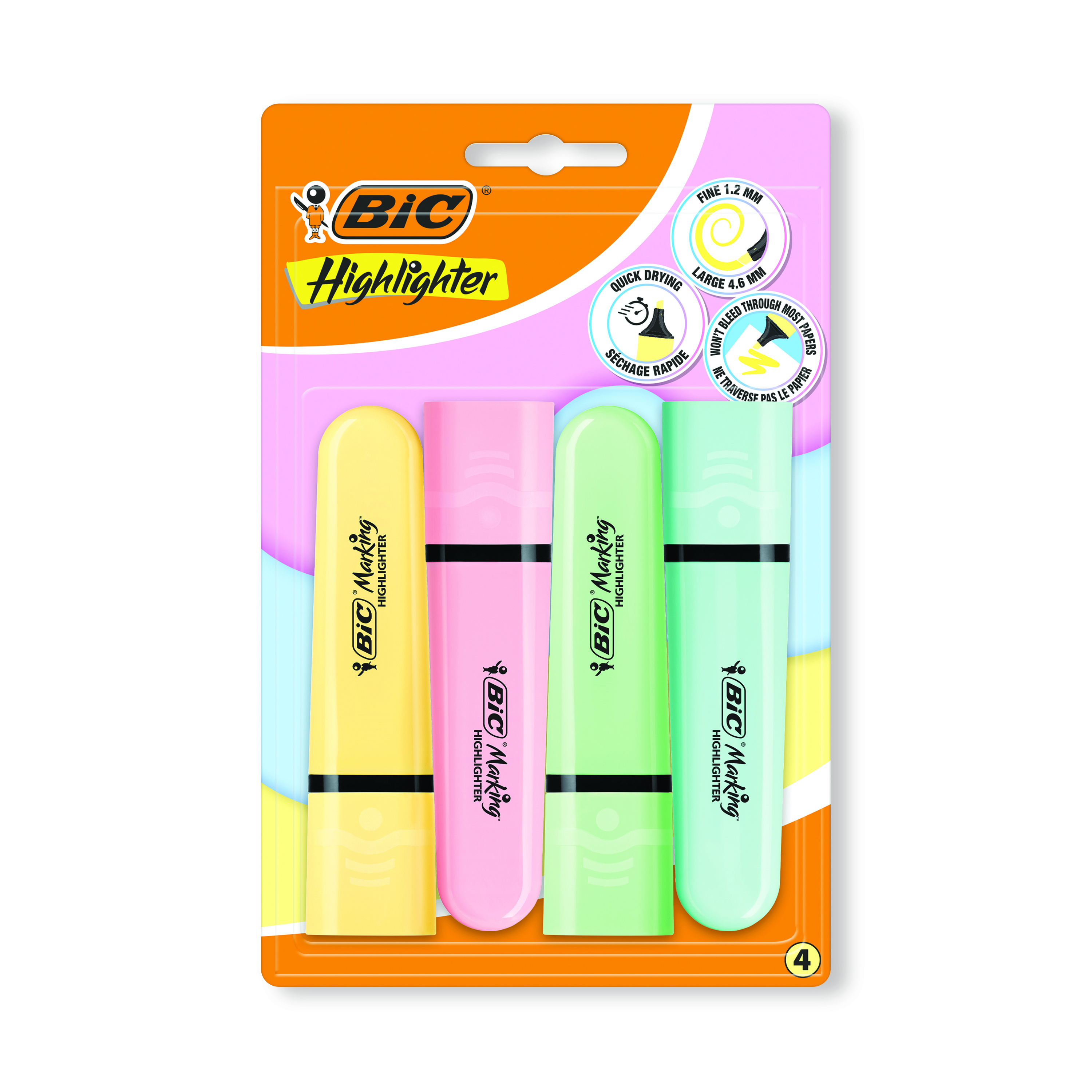 Bic+Tank+Highlighters+Pastel+Assorted+%28Pack+of+4%29+517953