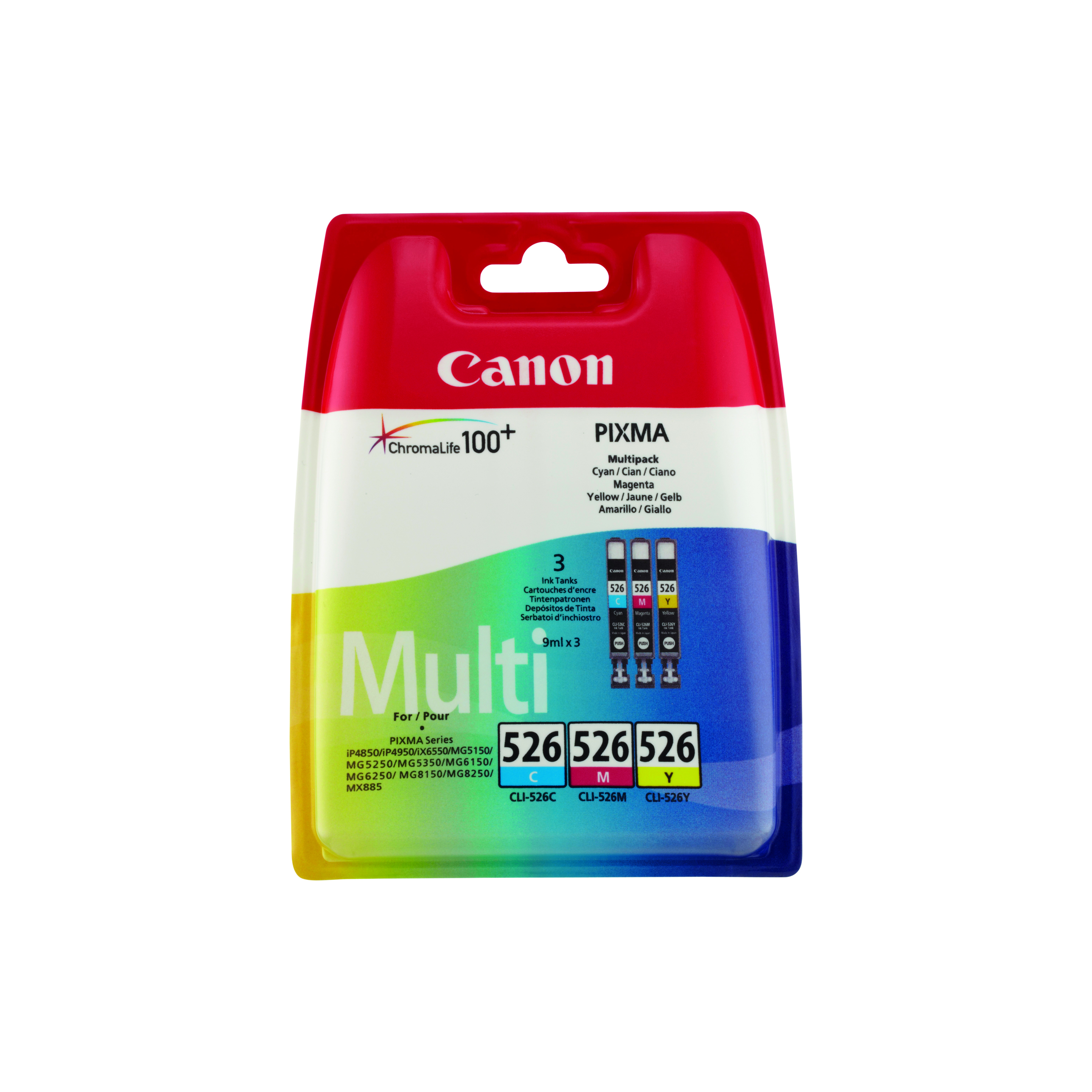 Canon+CLI-526+Ink+Cartridges+CMY+Multipack+4541B018