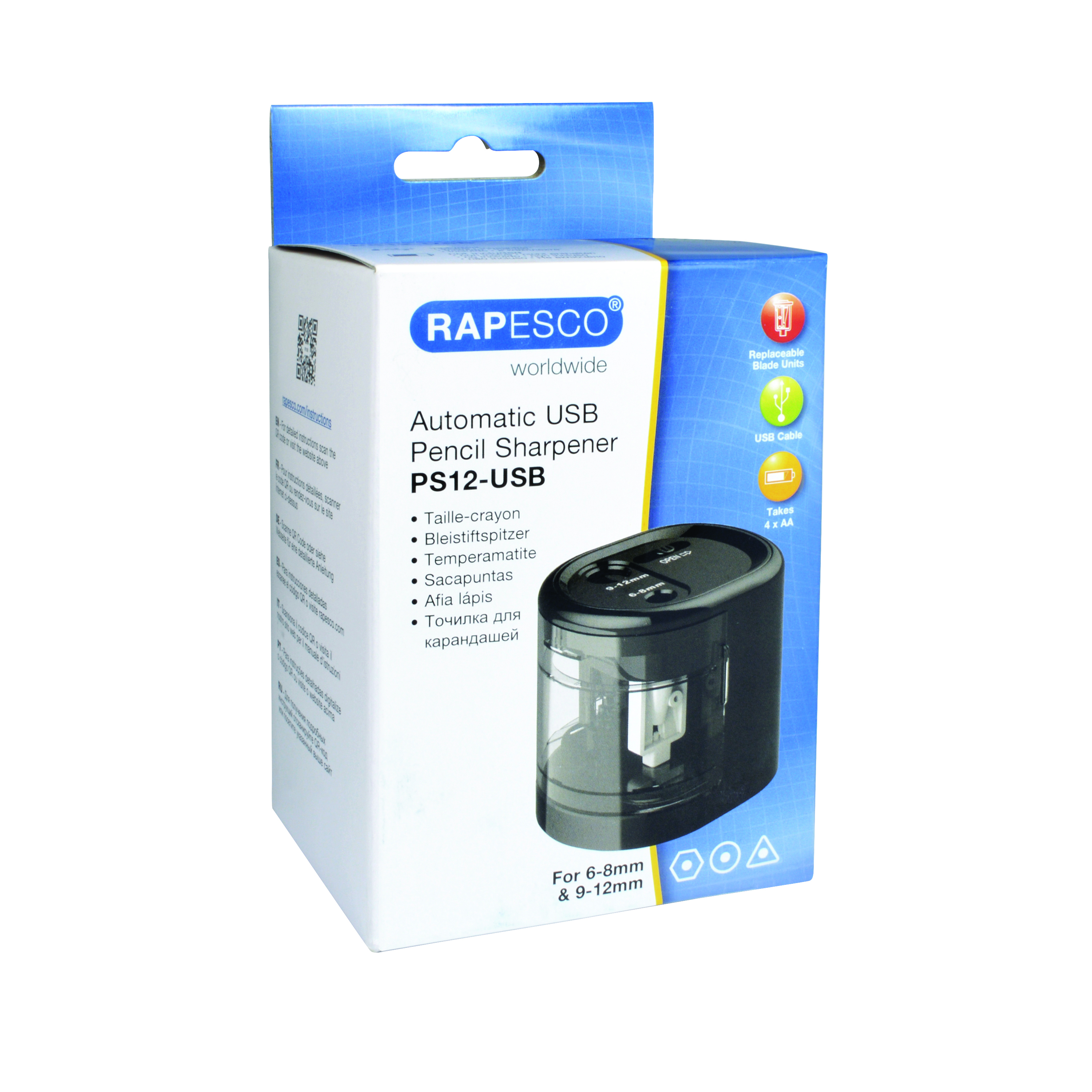 Rapesco+USB+Electric+Pencil+Sharpener+Black+1449