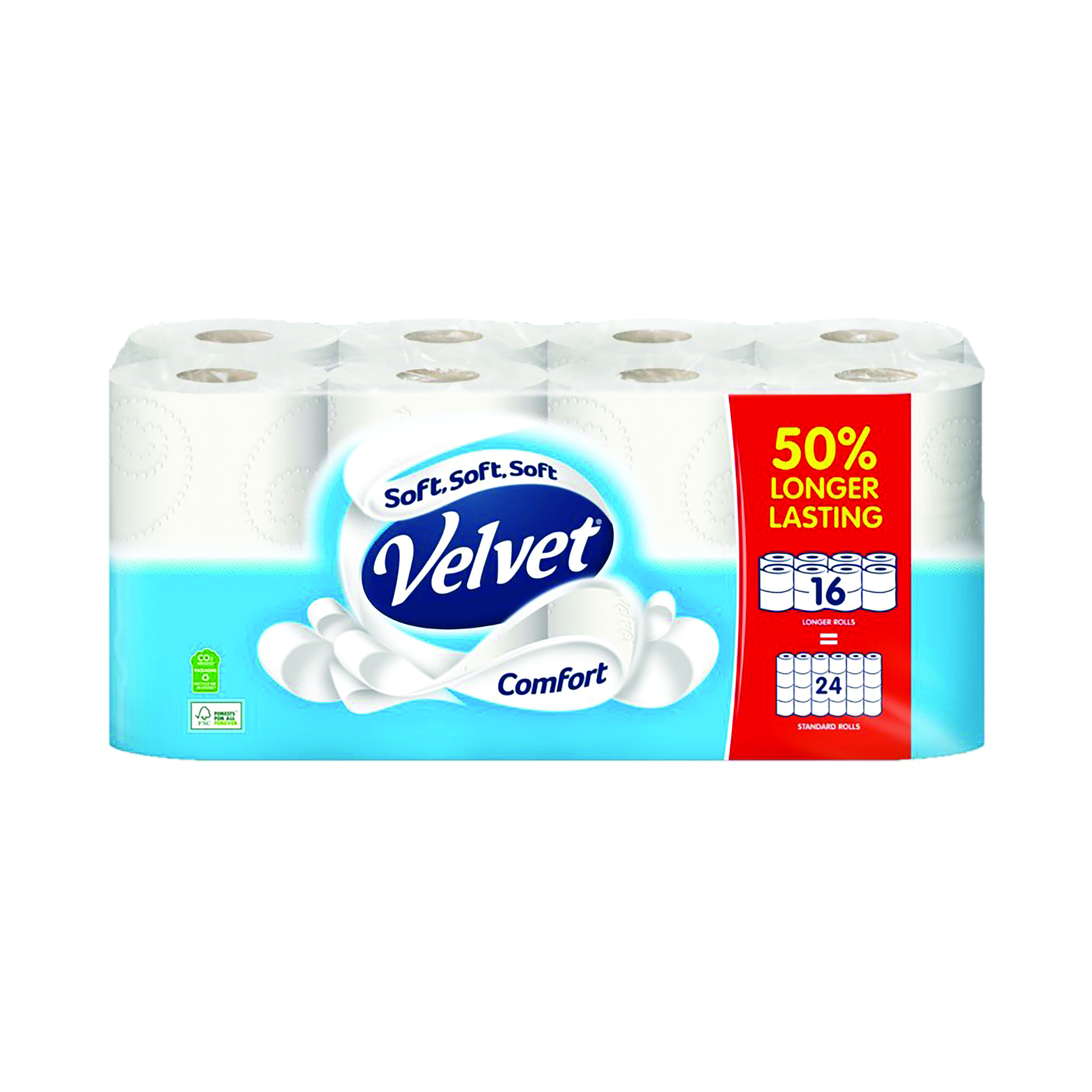 Velvet+Comfort+2-Ply+Toilet+Rolls+Longer+Rolls+%28Pack+of+16%29+1102187