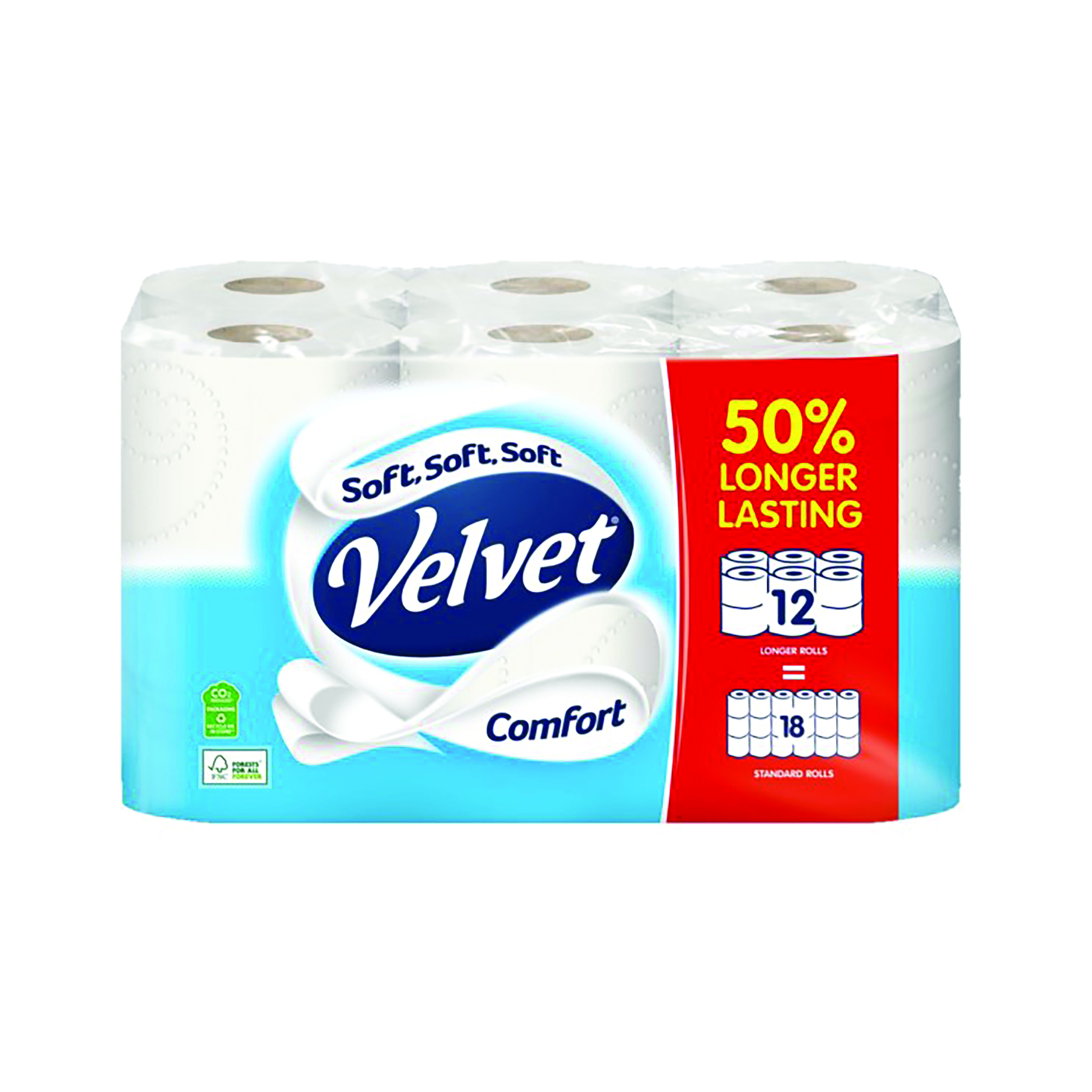 Velvet+Comfort+2-Ply+Toilet+Rolls+Longer+Rolls+%28Pack+of+12%29+1102186