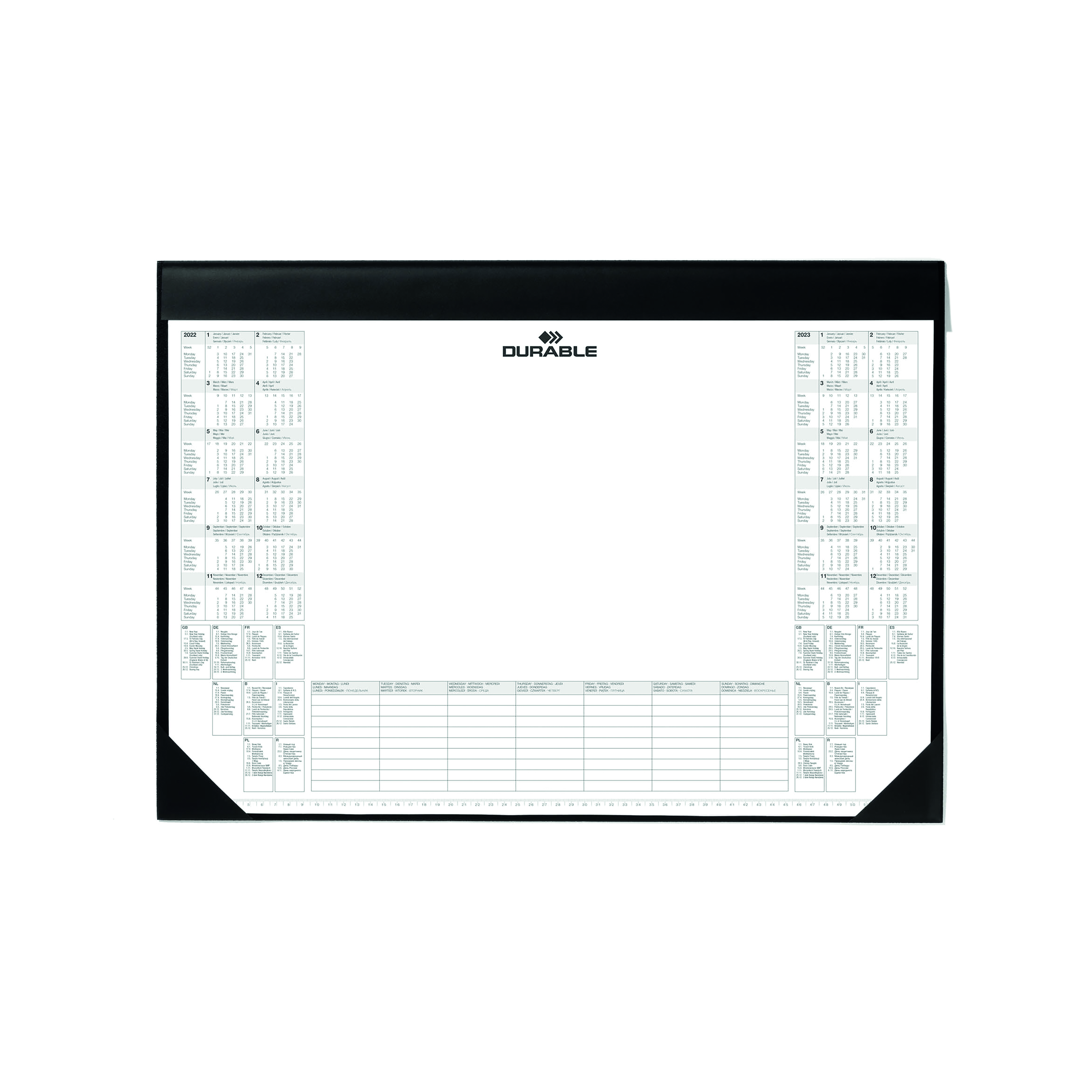 Durable+Clear+Overlay+Calendar+Desk+Mat+65x52cm+Black+7291%2F01