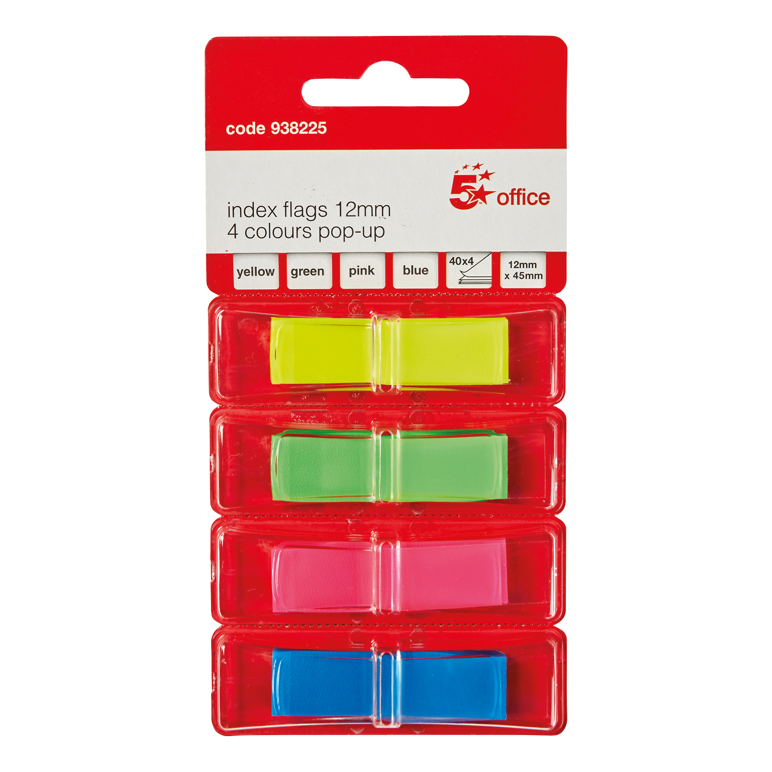 5+Star+Office+Index+Flags+4+Solid+Colours+12x45mm+40+Flags+per+Colour+Assorted+%28Pack+of+5%29