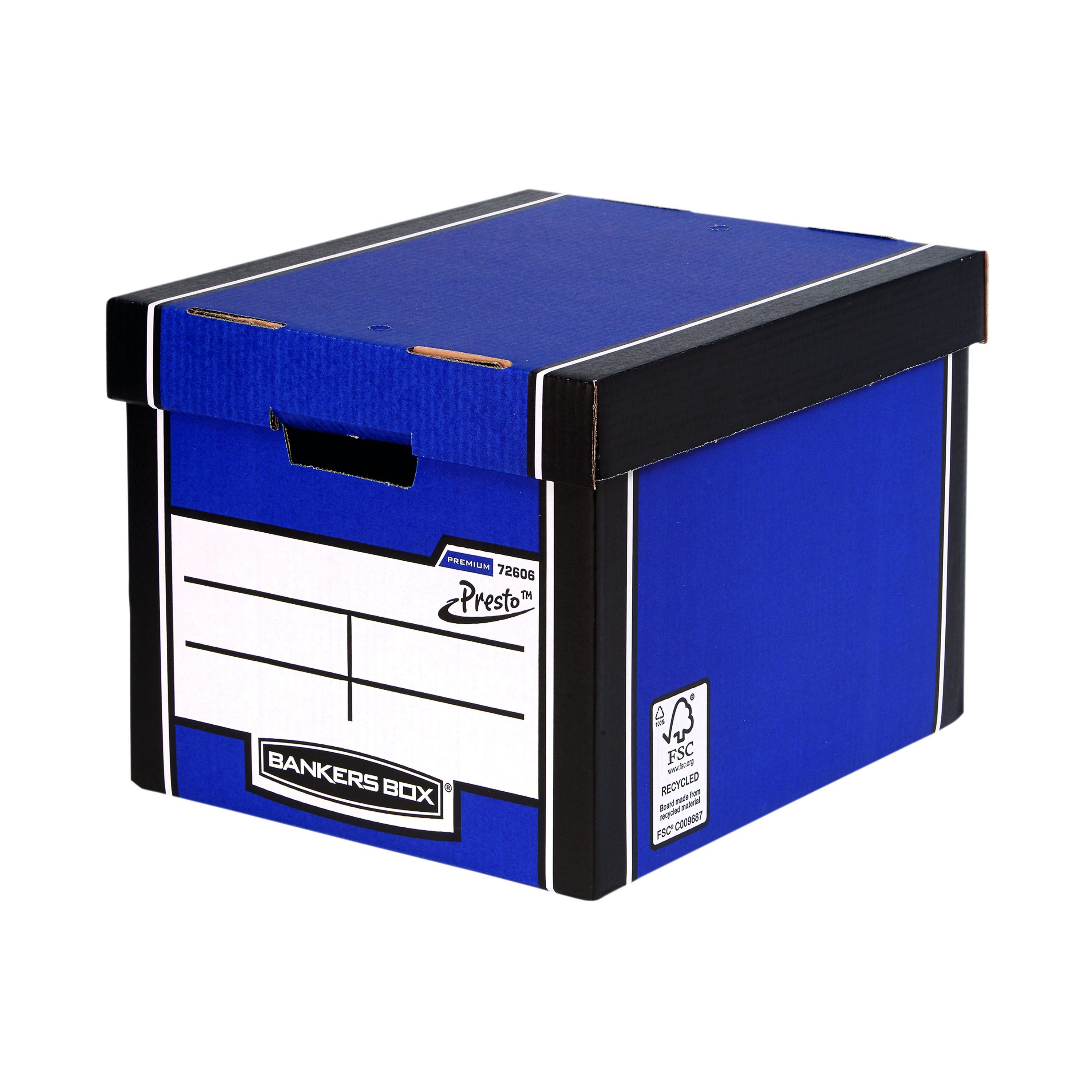 Fellowes+Bankers+Box+Premium+Presto+Storage+Box+Blue%2FWhite+%28Pack+of+10%29+7260603