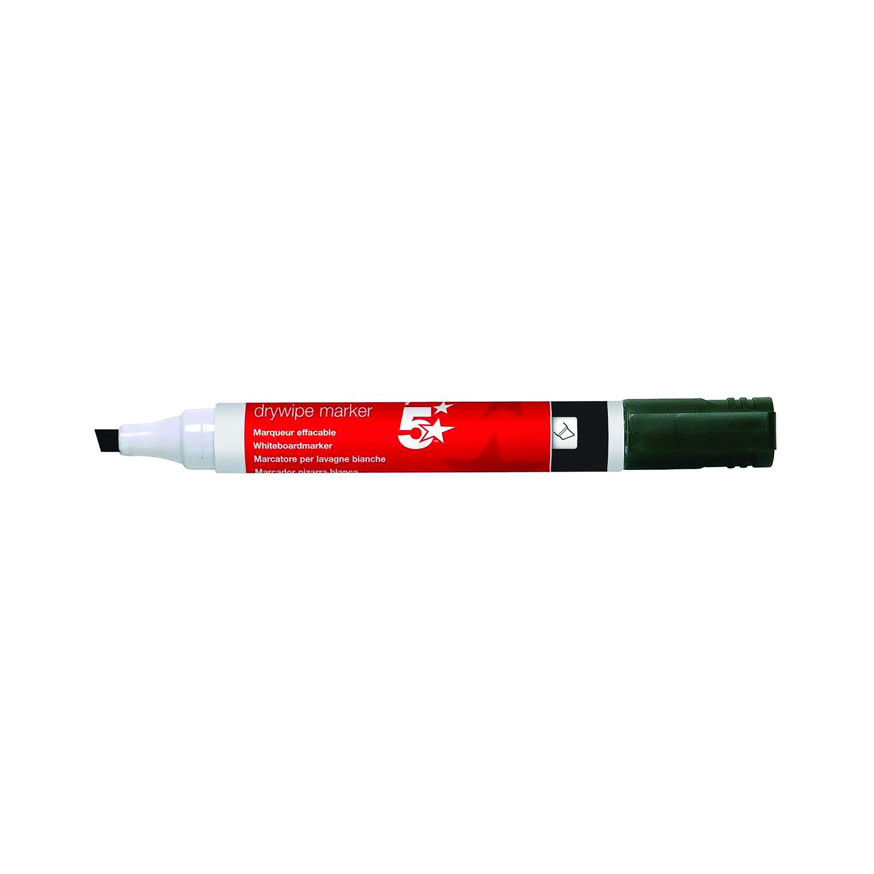5+Star+Drywipe+Marker+Chisel+Tip+Xylene%2FToluene-free+2-5mm+Line+Black+%28Pack+of+12%29+939948