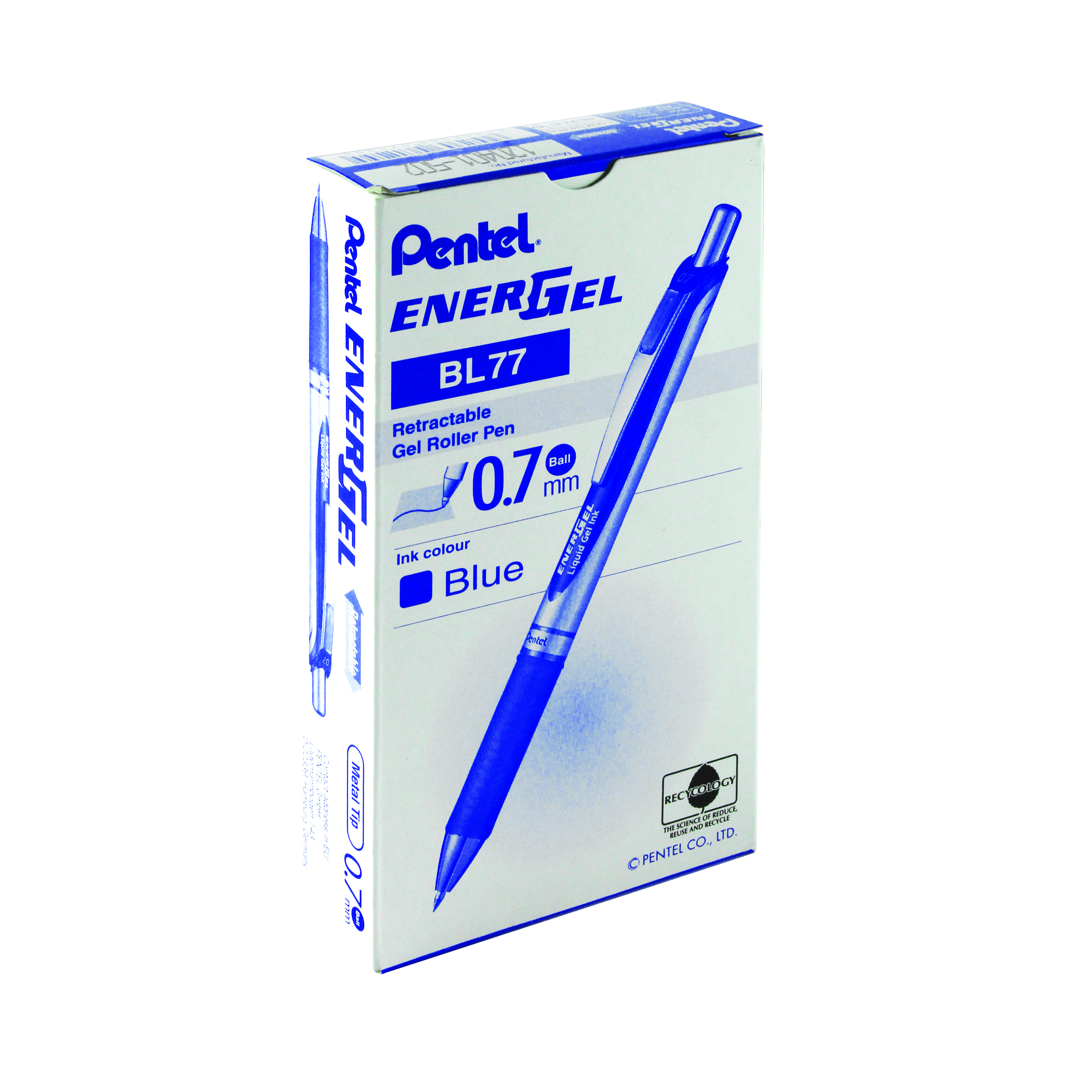 Pentel+EnerGel+Xm+Retractable+Gel+Pen+Medium+Blue+%28Pack+of+12%29+BL77-C