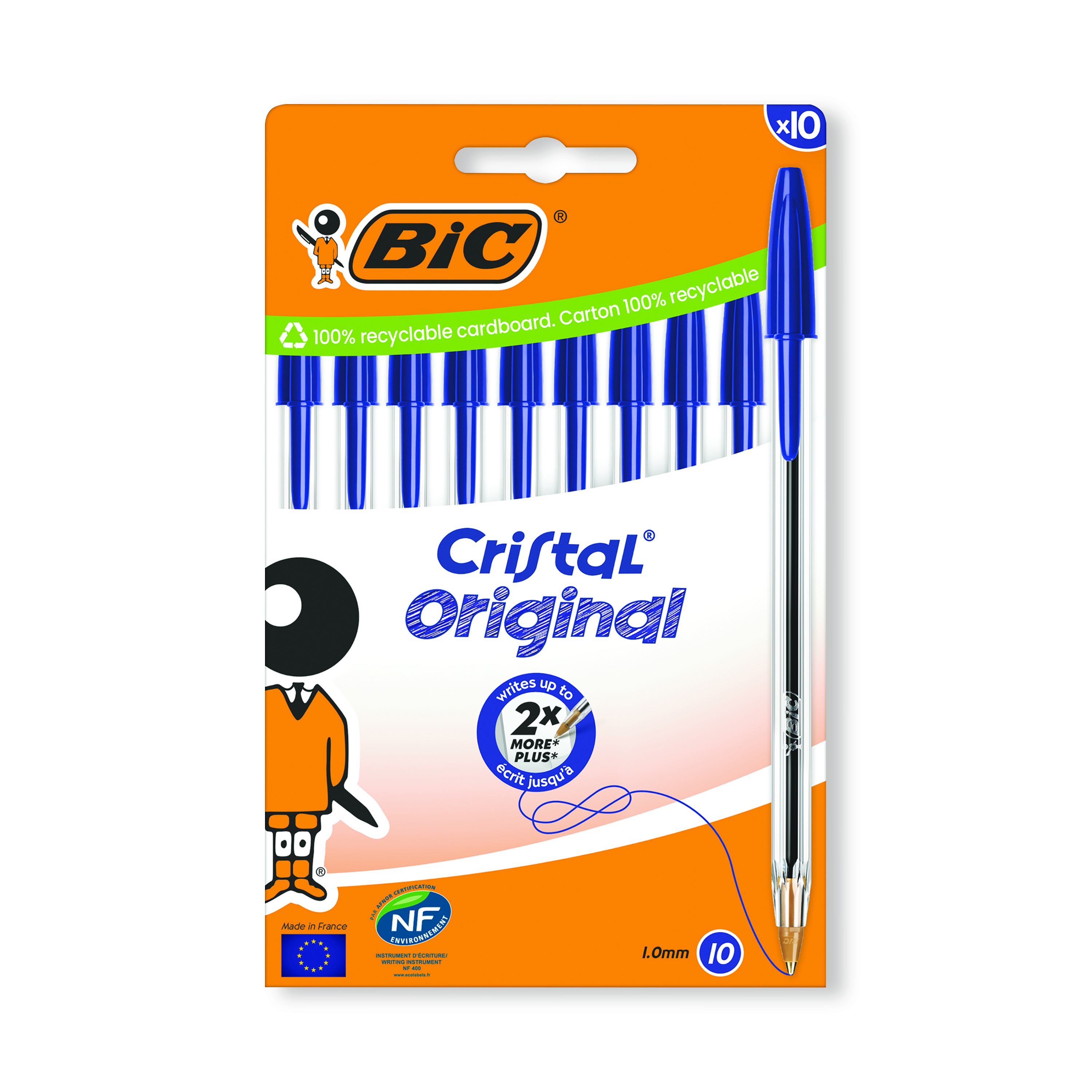 Bic+Cristal+Ballpoint+Pen+Medium+Blue+%28Pack+of+10%29+516352
