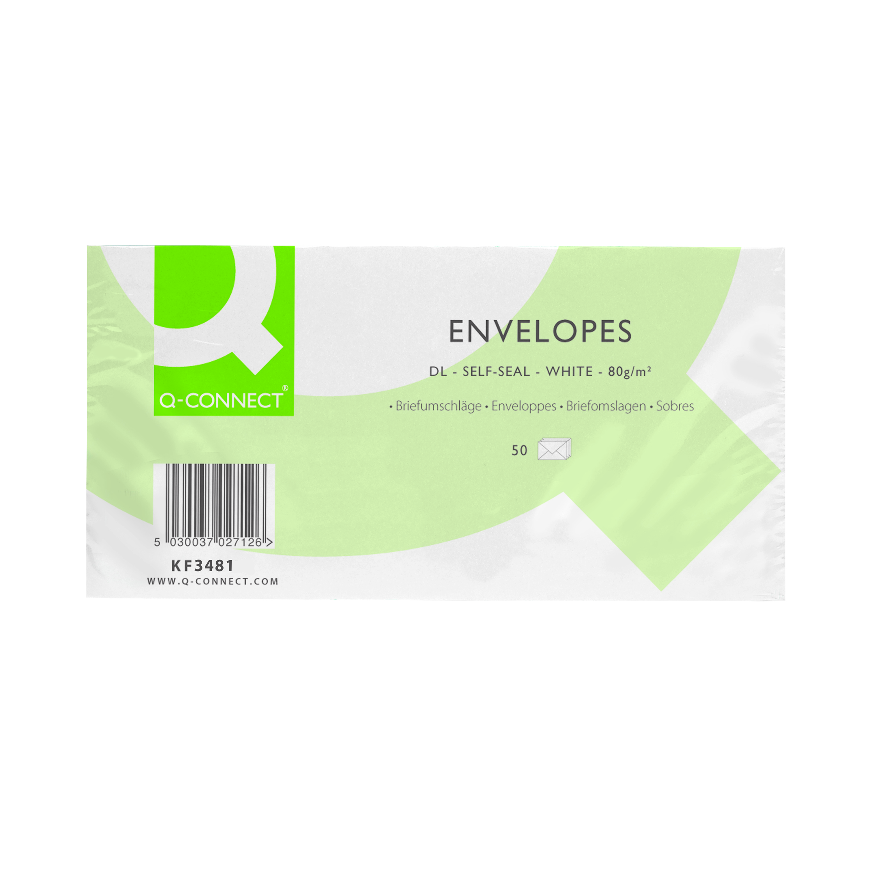Q-Connect+DL+Envelopes+Plain+Wallet+Self+Seal+80gsm+White+%28Pack+of+1000%29+KF02712
