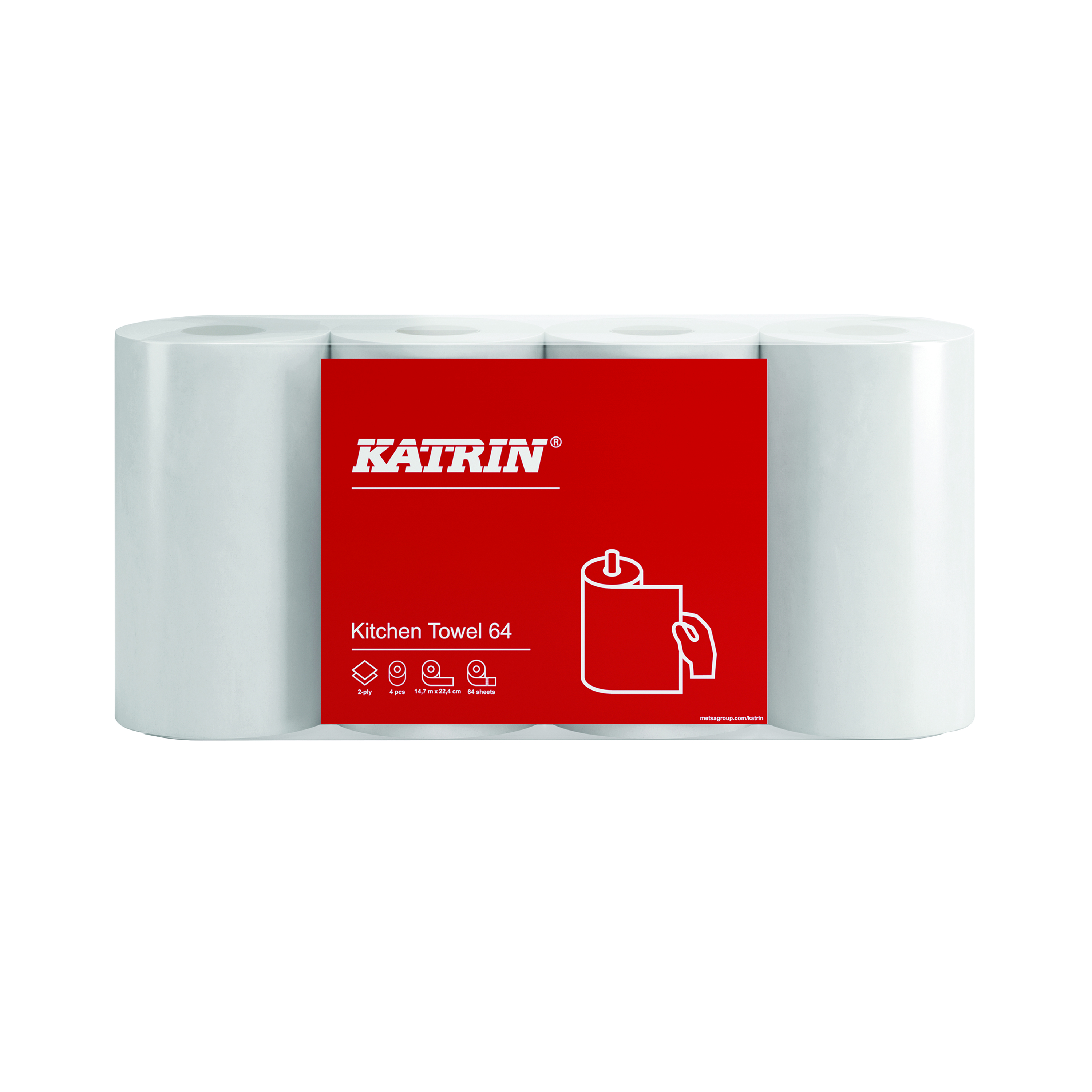 Katrin+Kitchen+Towel+Paper+Roll+2-Ply+64+Sheets+8x4+%28Pack+of+32%29+87075
