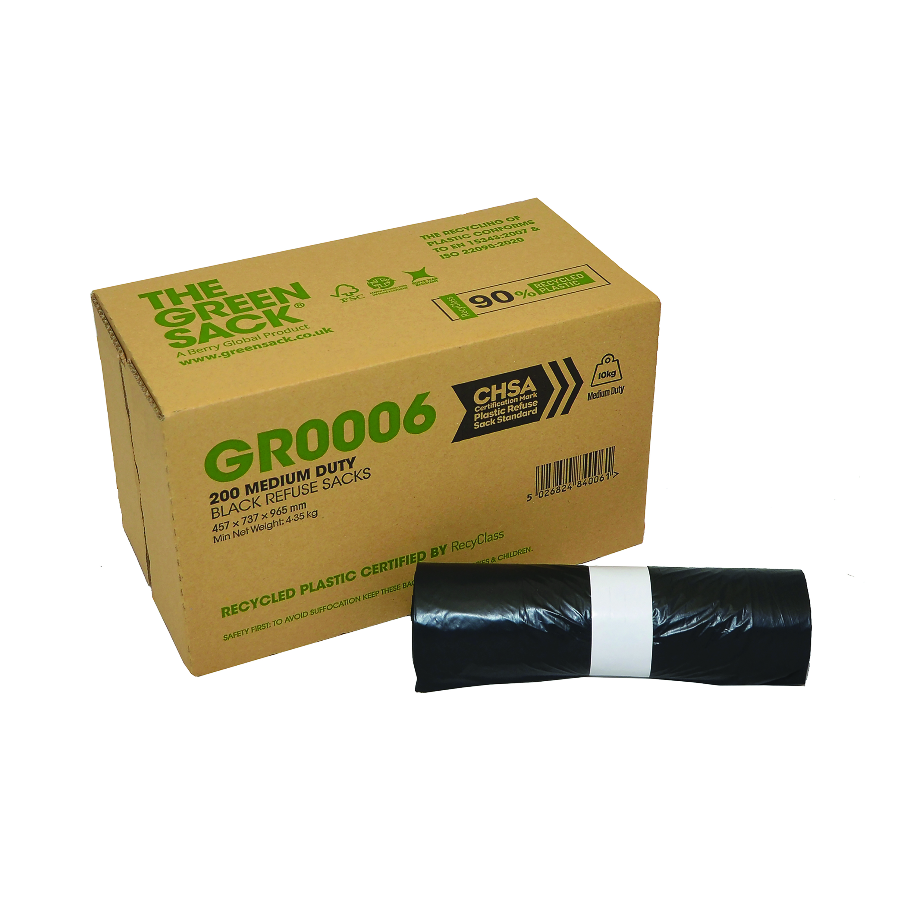 Greensack+Medium+Duty+Refuse+Sack+90L+Black+%28Pack+of+200%29+GR0006