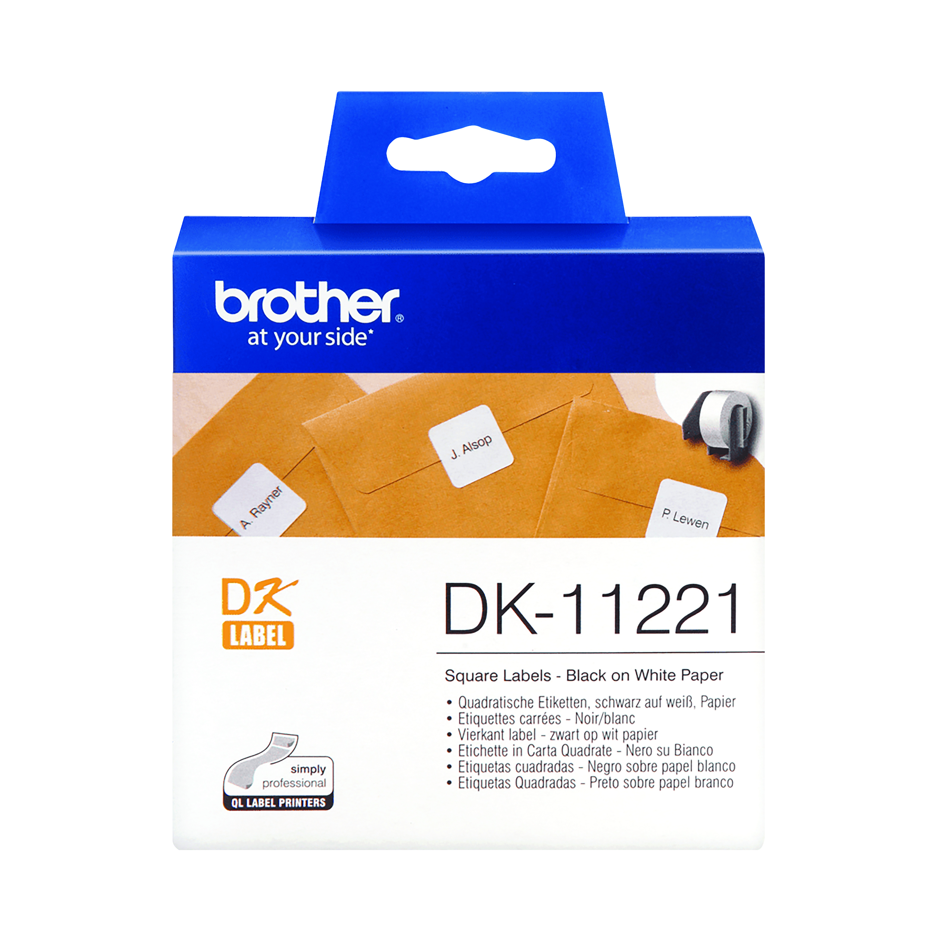 Brother+Label+Roll+23+x+23mm+Black+on+White+DK11221
