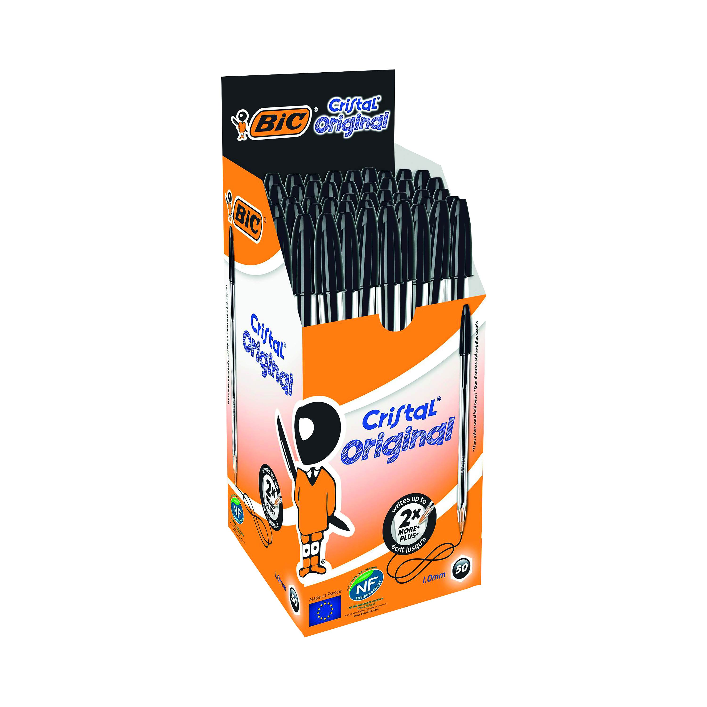Bic+Cristal+Ballpoint+Pen+Medium+Black+Pack+of+50+8373632