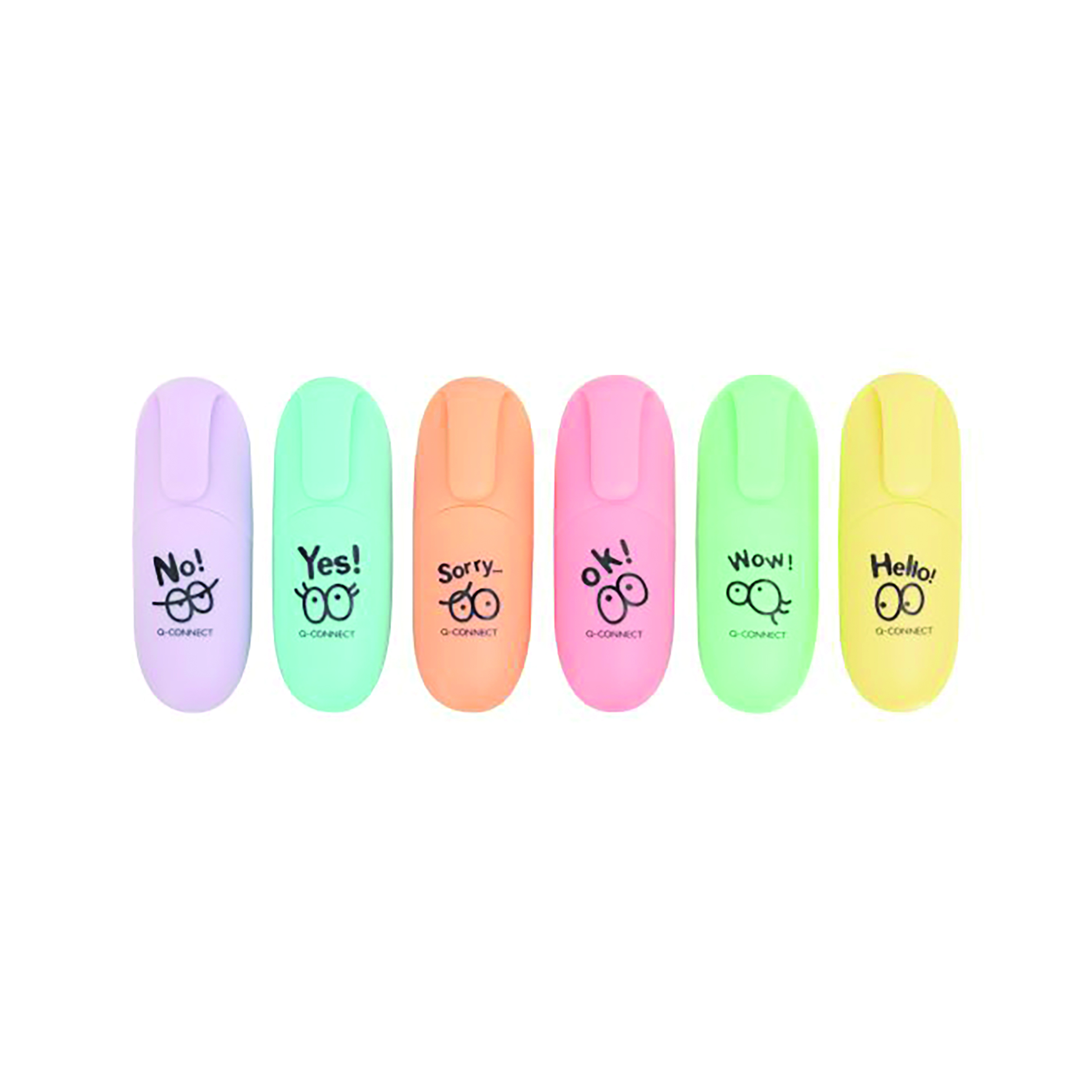 Q-Connect+Fun+Mini+Highlighter+Pens+Pastel+Assorted+%28Pack+of+6%29+KF17419