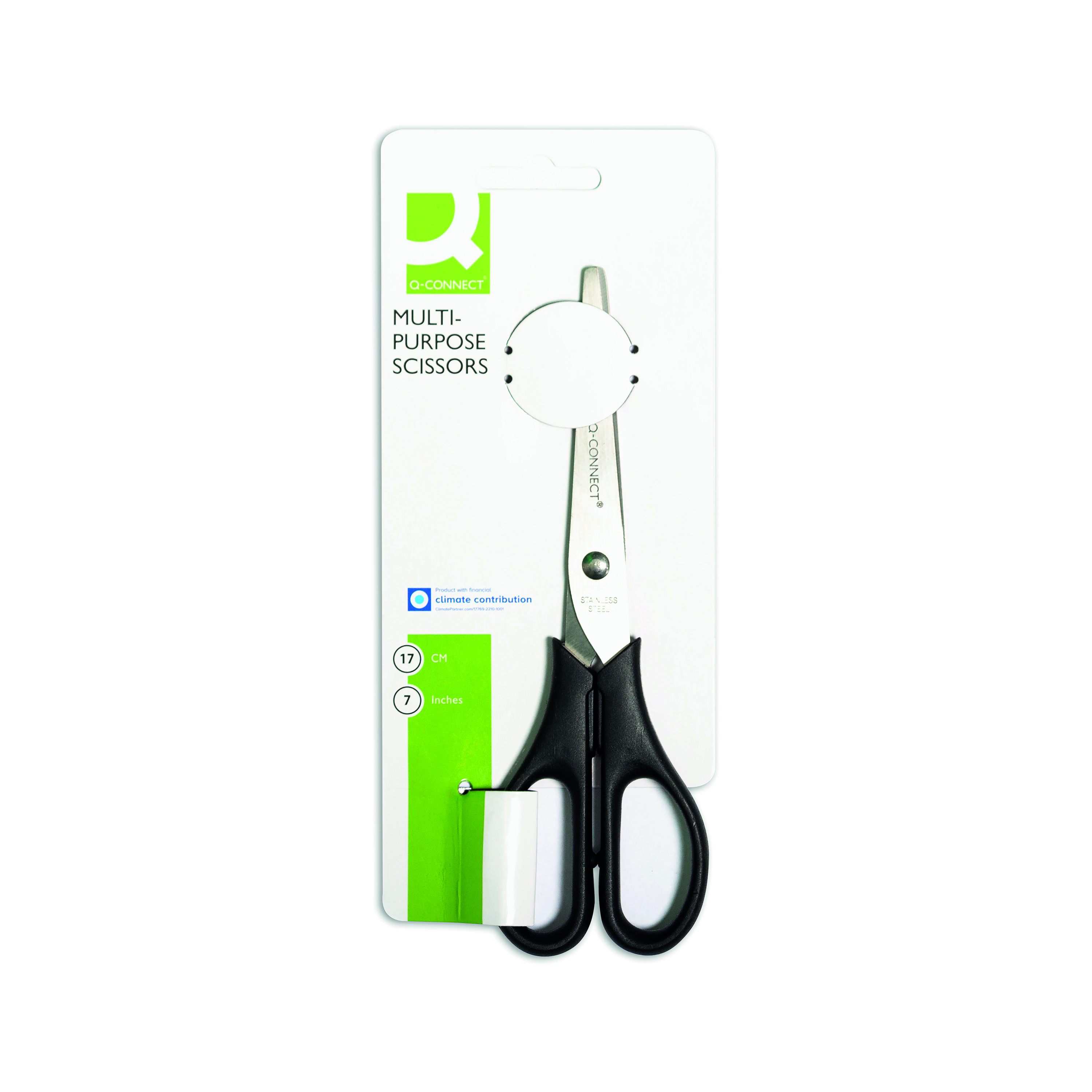 Q-Connect+Ergonomic+All+Purpose+Scissors+170mm+Stainless+Steel+Blades+Black+Handle+CKF01228