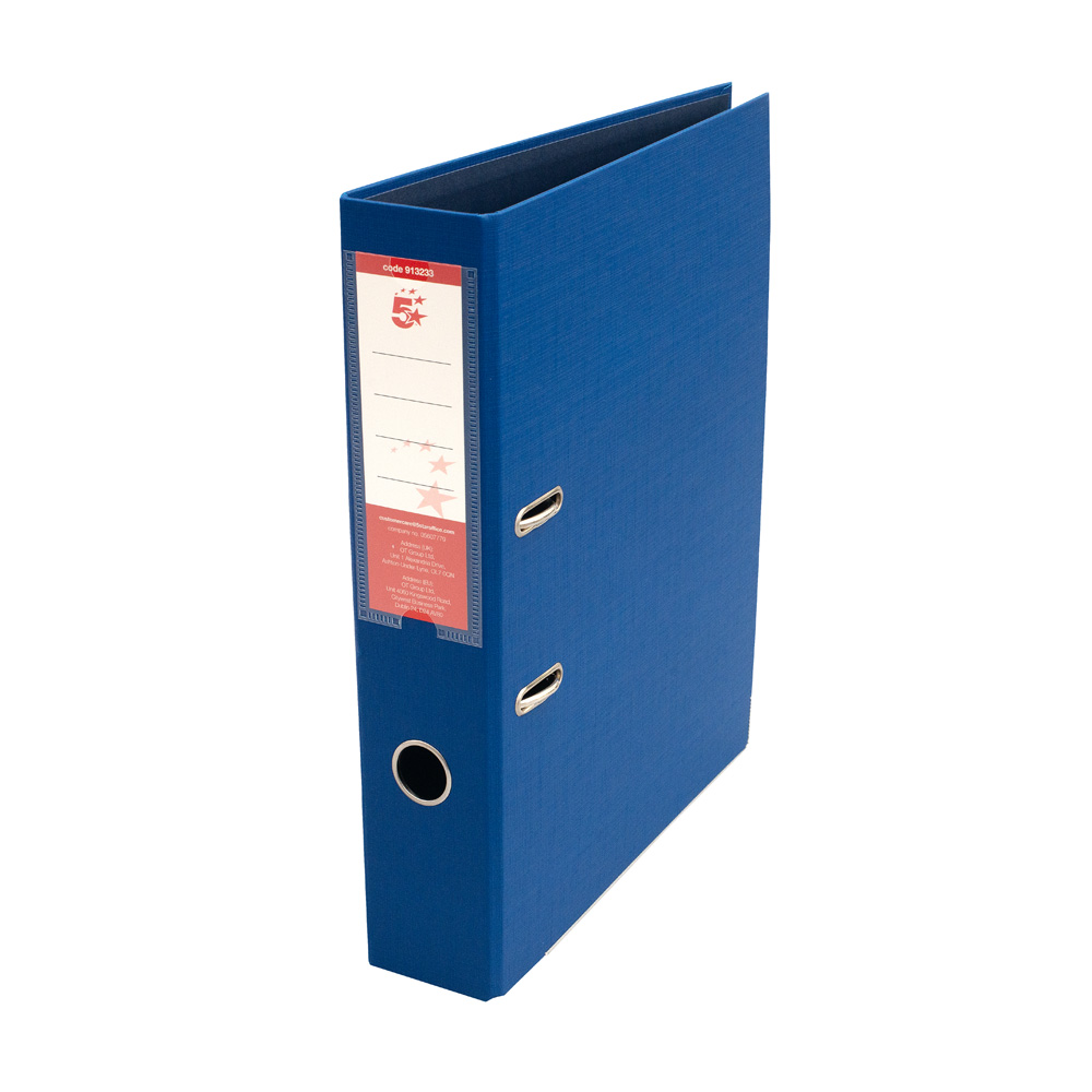 5+Star+Office+Premium+Polypropylene+Lever+Arch+File+Foolscap+Royal+Blue+%28Pack+of+10%29