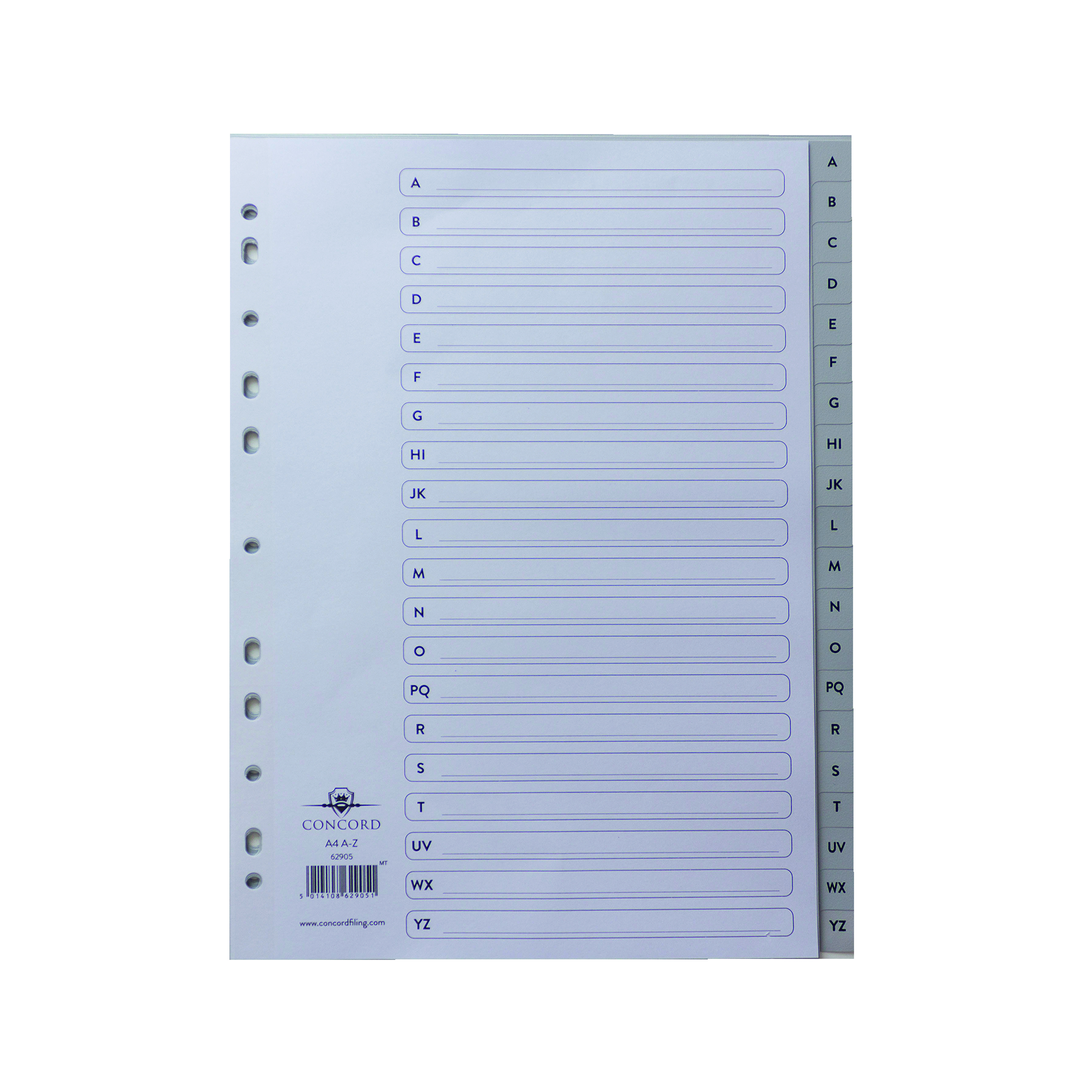 Concord+20-Part+A-Z+Index+Polypropylene+A4+Grey+62905