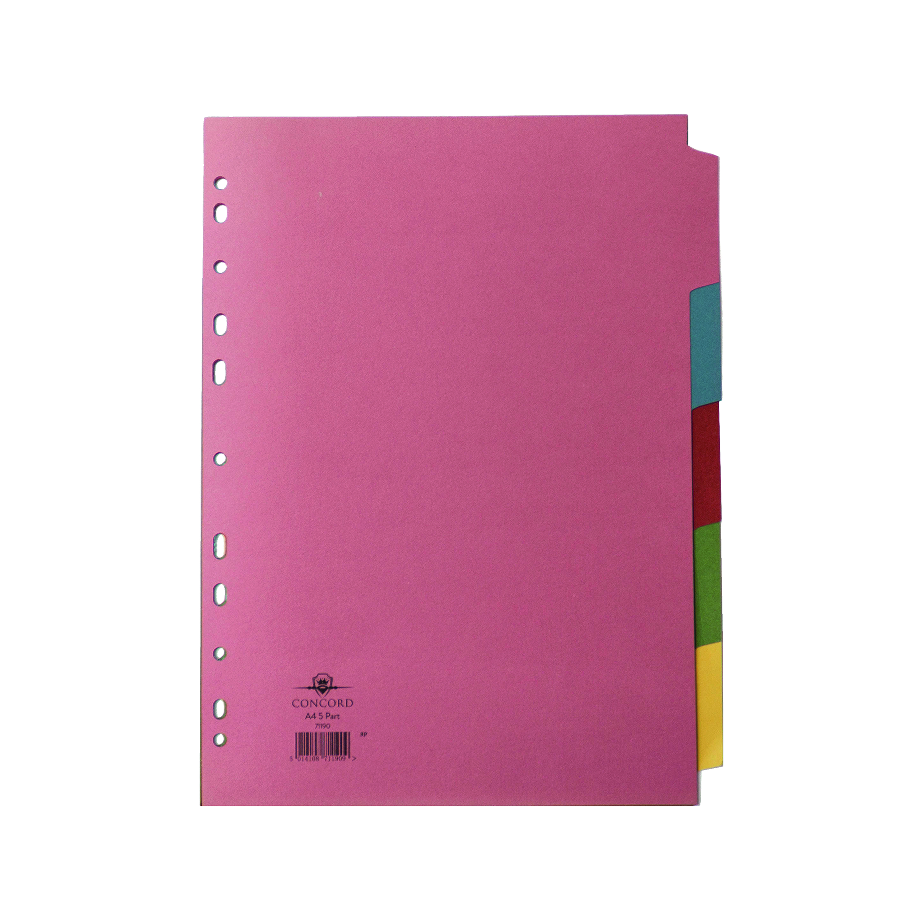 Concord+Divider+5-Part+A4+160gsm+Multicoloured+%28Pack+of+5%29+71190