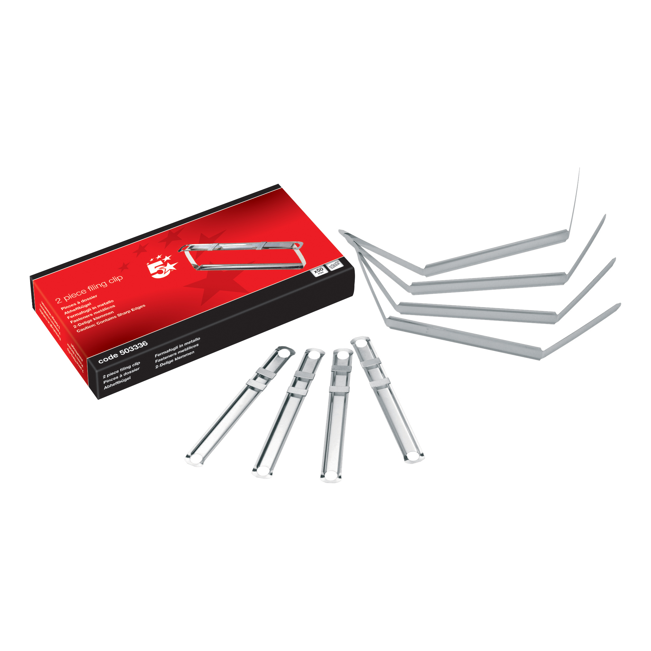 5+Star+2+Piece+Filing+Clip+Capacity+51mm+Metal+%28Pack+of+50%29+503336