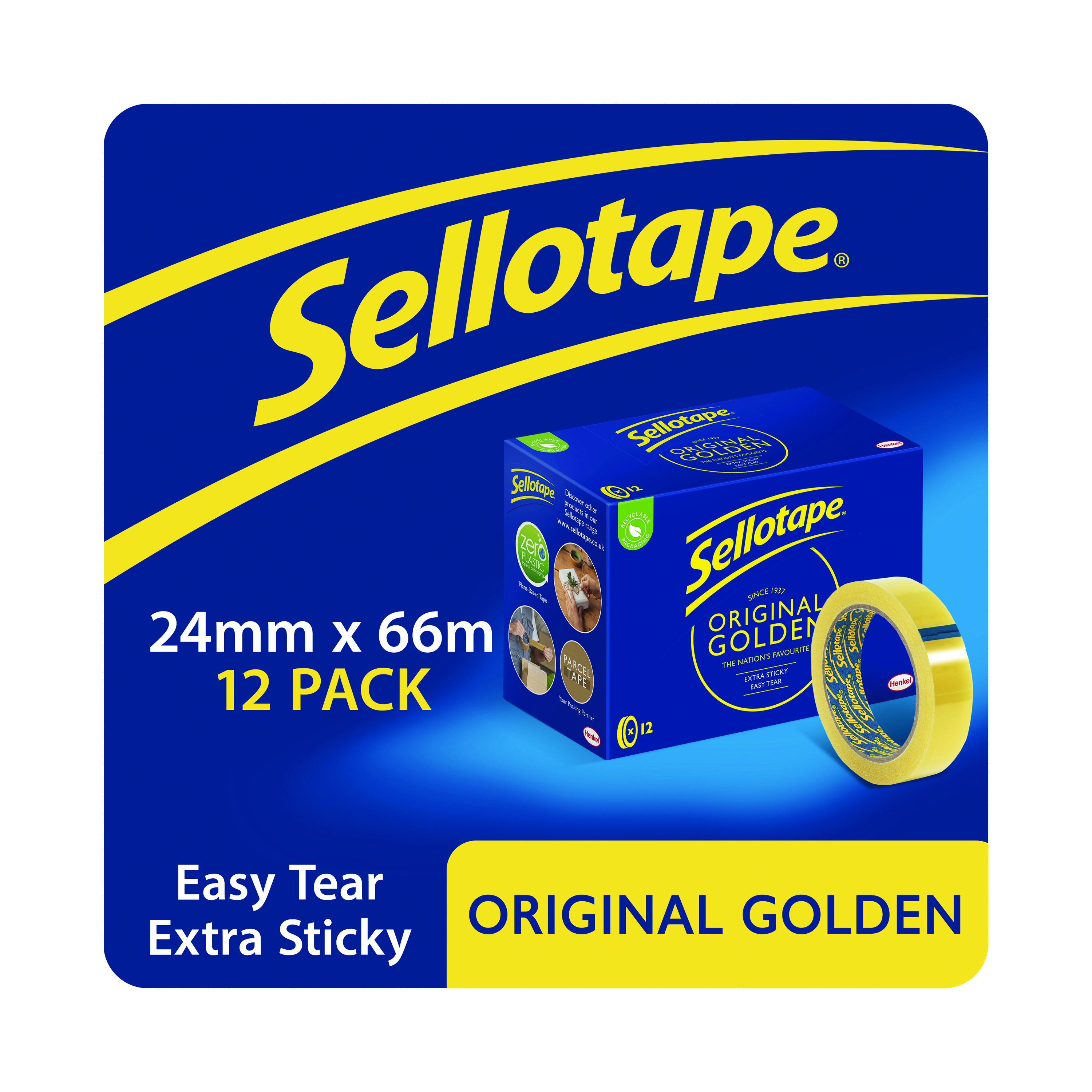 Sellotape+Original+Golden+Tape+24mmx66m+%2812+Pack%29+1443268